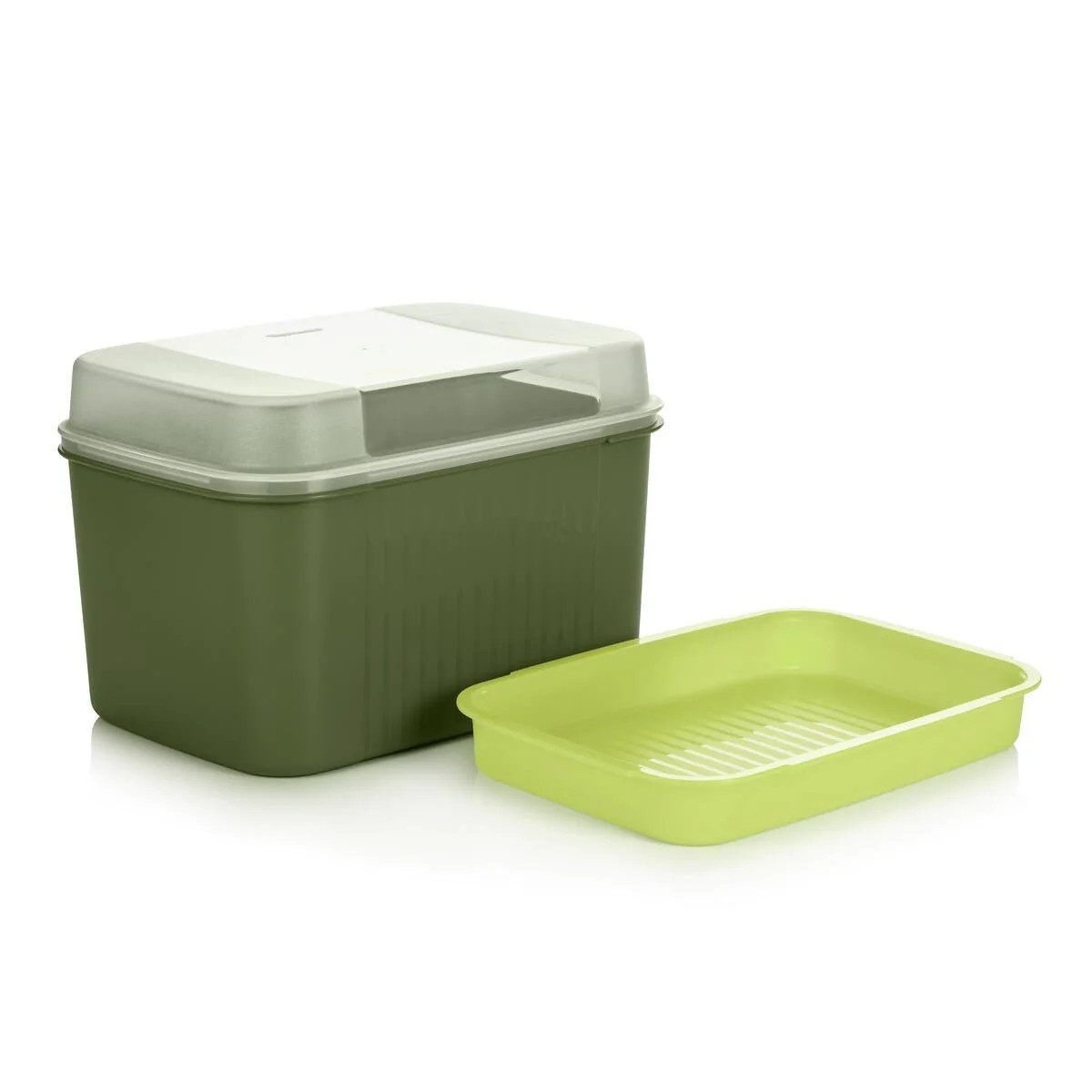 TUPPERWARE Lunchbox Tupperware Schatzkiste 7,3L olivegrün mit Einsatz