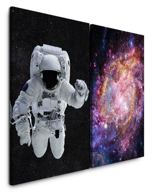 Sinus Art Leinwandbild 2 Bilder je 60x90cm Astronaut Weltall Galaxie Schwerelos Sterne Supernova Fantasie
