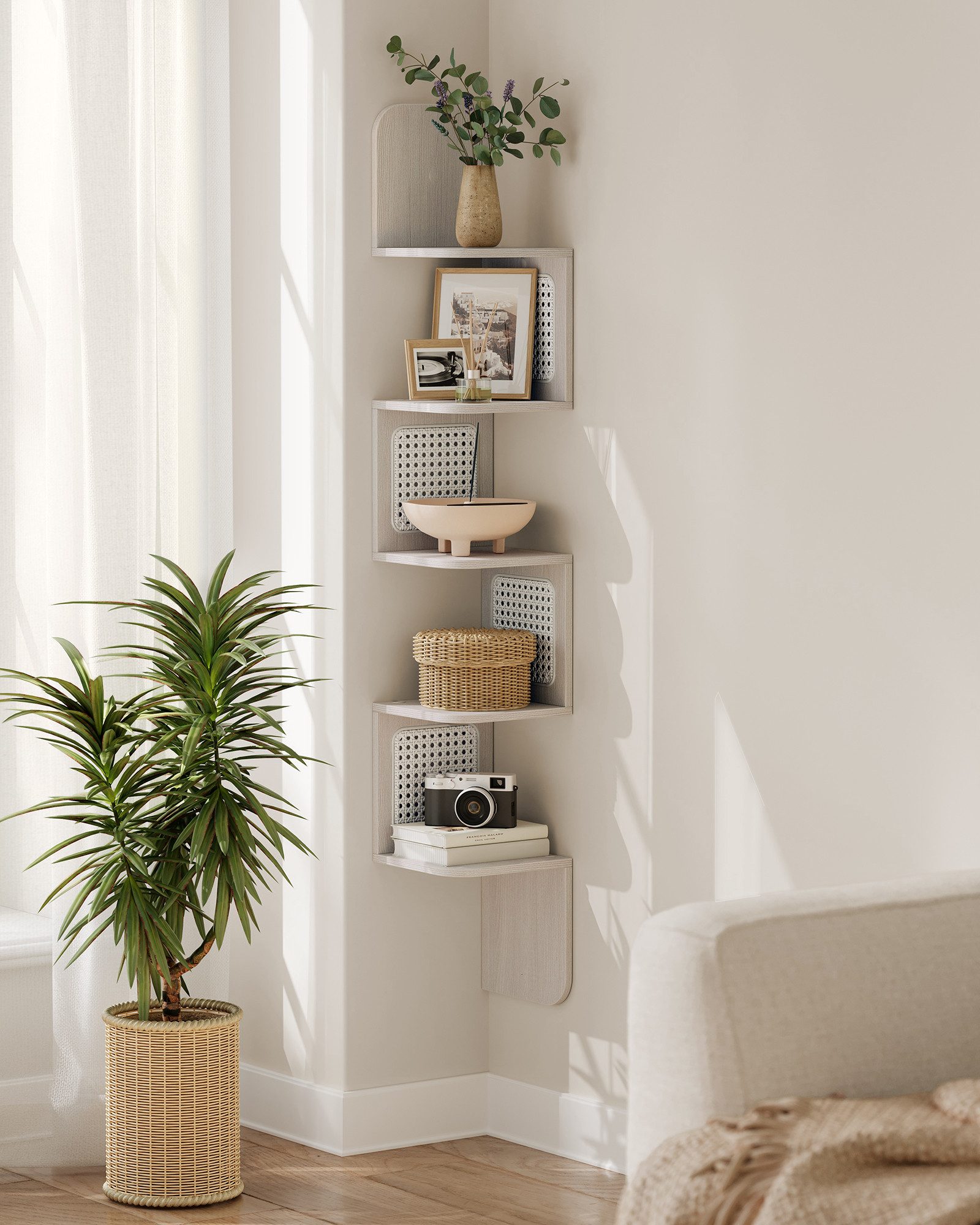 VASAGLE Eckregal, Wandregal 5 Ebenen, Schweberegal, Regal Wandmontage günstig online kaufen