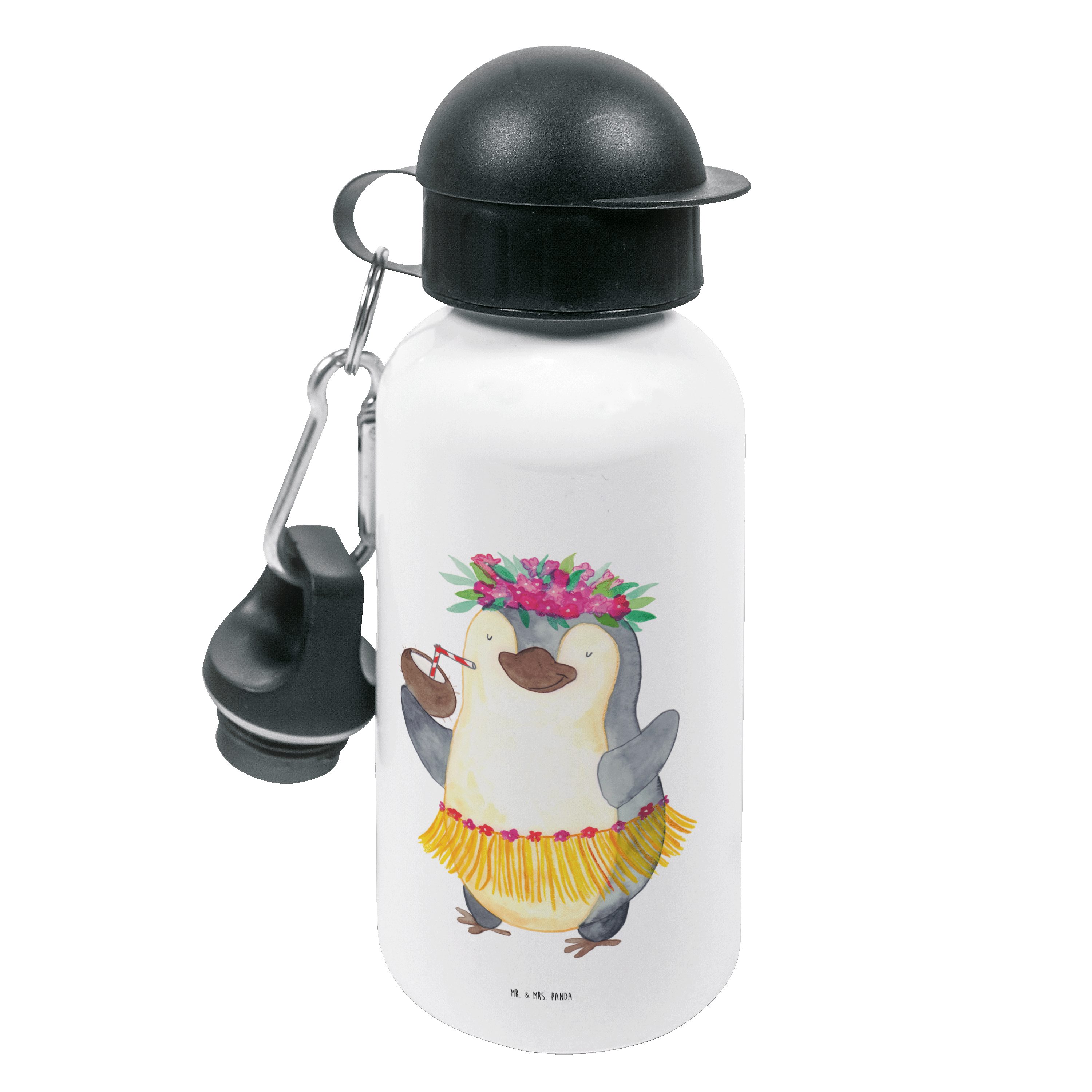 Mr. & Mrs. Panda Trinkflasche Pinguin Kokosnuss - Weiß - Geschenk, Pinguine, Jungs, erholt, Trinkfl