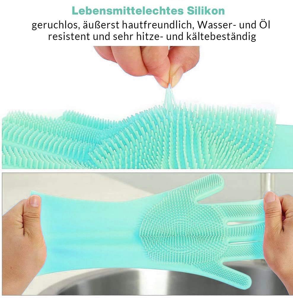 Geschenkehöhle Putzhandschuh Silikon Waschhandschuhe mit Noppen & feinen Bürsten ideal zum Reinigen Hitzebeständig, Wiederverwendbar, Umweltfreundlich & BPA-frei