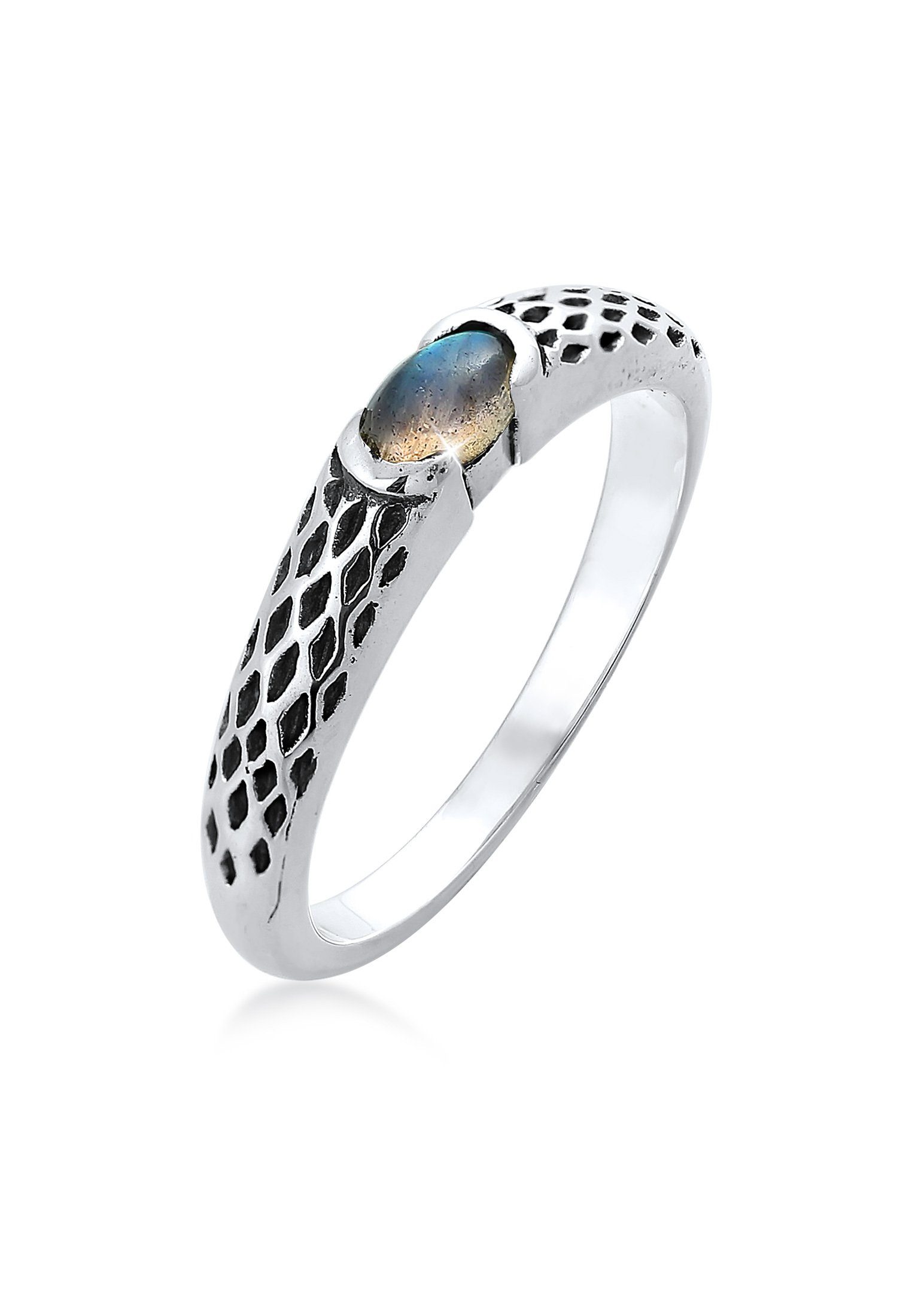 Silberring Herren Bandring Labradorite Vintage 925 Silber