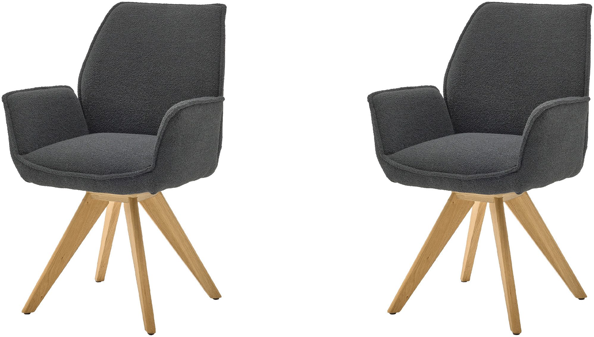 Musterring Esszimmerstuhl Tiama (Set, 2 St), Stativgestell Eiche massiv, 180° drehbar, Stoff Cord oder Bouclé