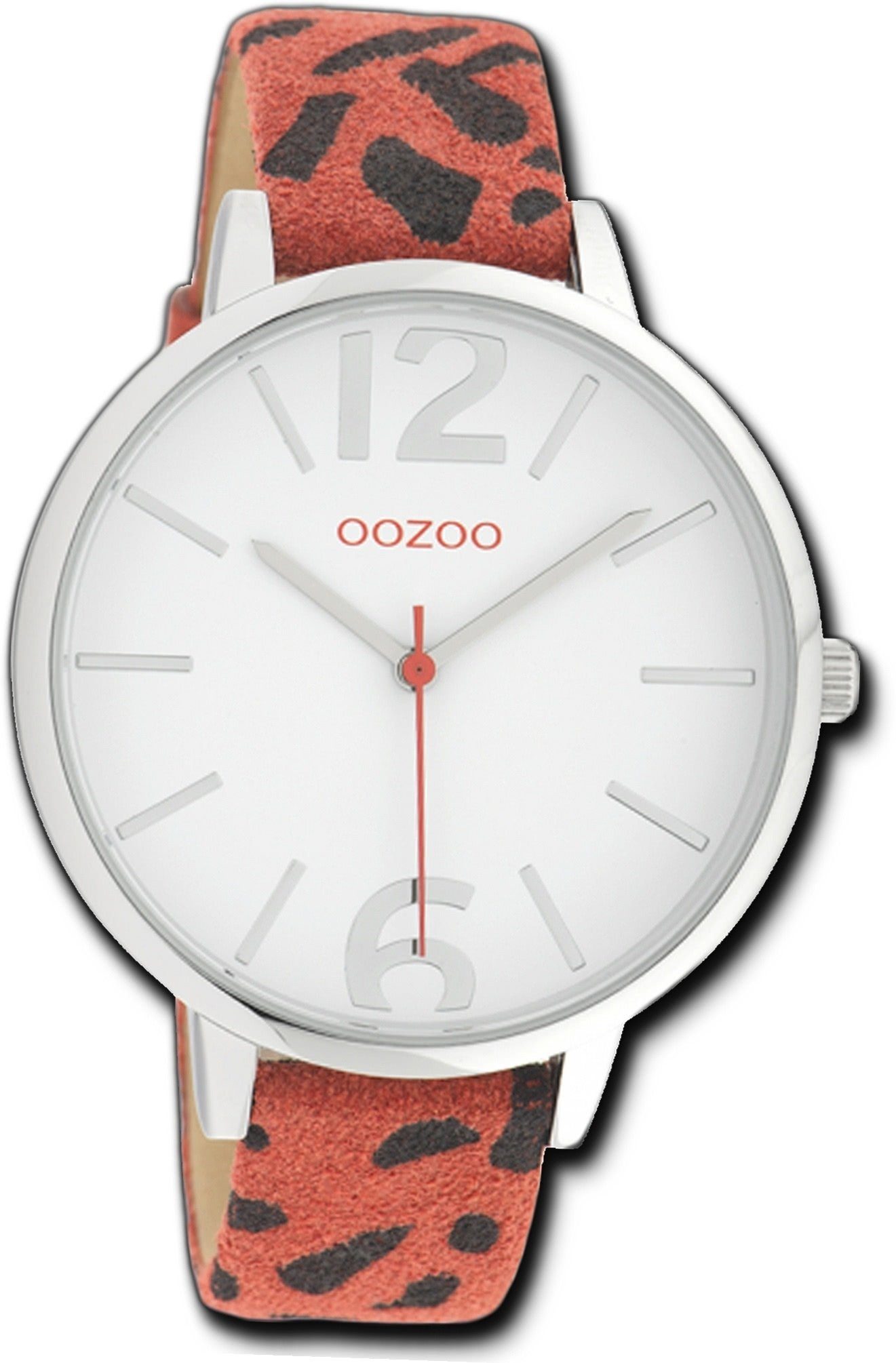 C10194 groß 43mm) Uhr schwarz, OOZOO Leder (ca. Damenuhr rundes Lederarmband rot, Oozoo Damen Quarzuhr, Quarzuhr Gehäuse,
