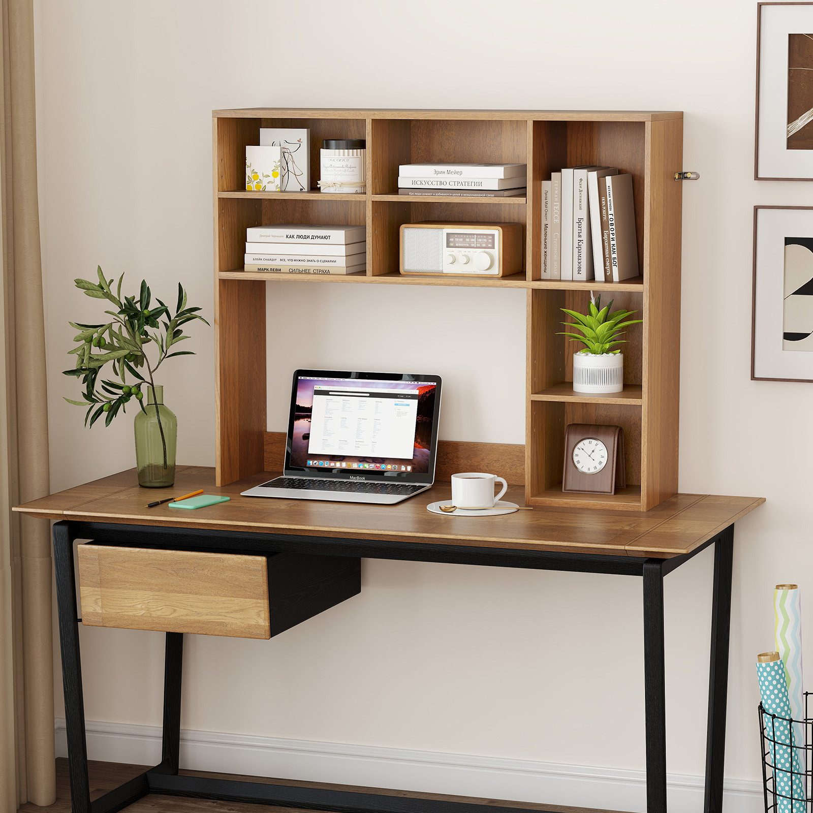 COSTWAY Mehrzweckregal, Schreibtischaufsatz Tischregal mit 7 Fächern 94x25x günstig online kaufen