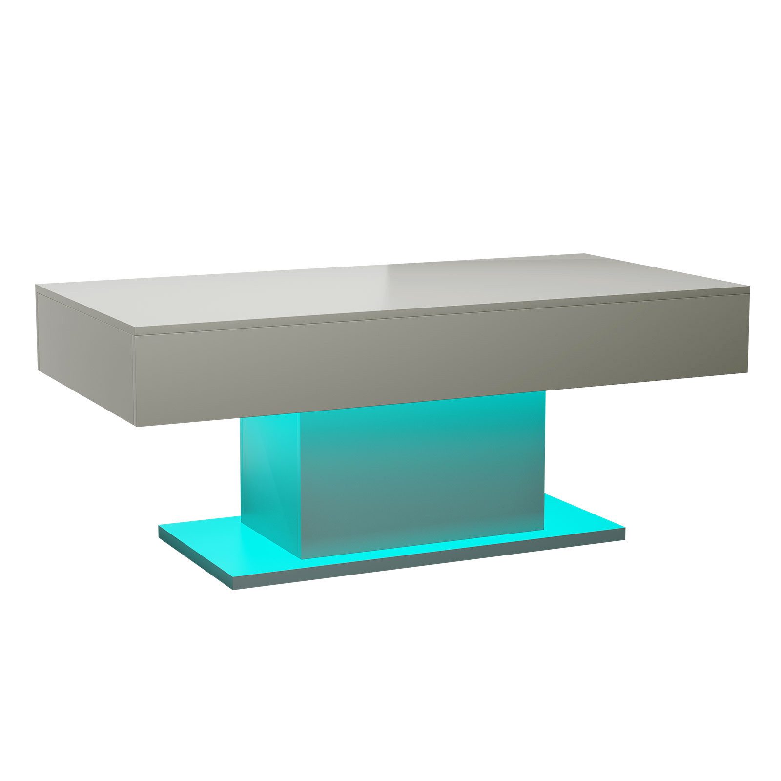 radelldar Couchtisch Wohnzimmertisch Hochglanz mit LED-Beleuchtung, Moderner Stil (1-St), Maße 110x55x50 cm, USB-Betrieb