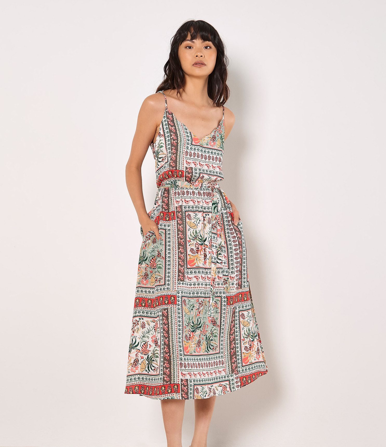 Midikleid Tropisches Cami-Kleid