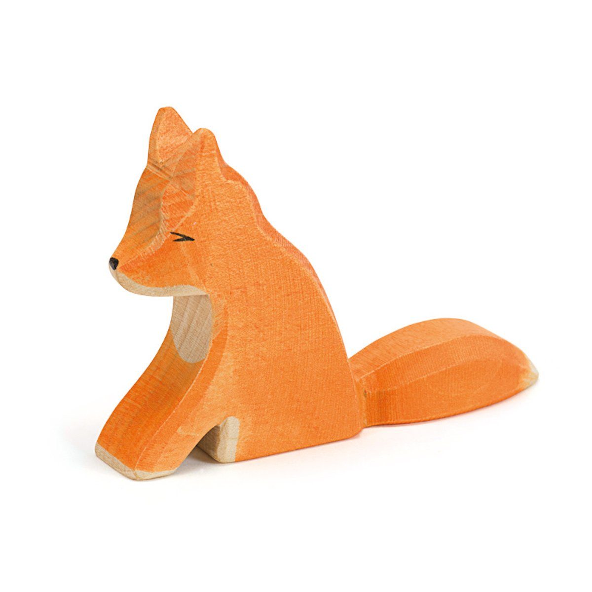 Spielfigur Fuchs groß sitzend, orange, Holztier Spieltier