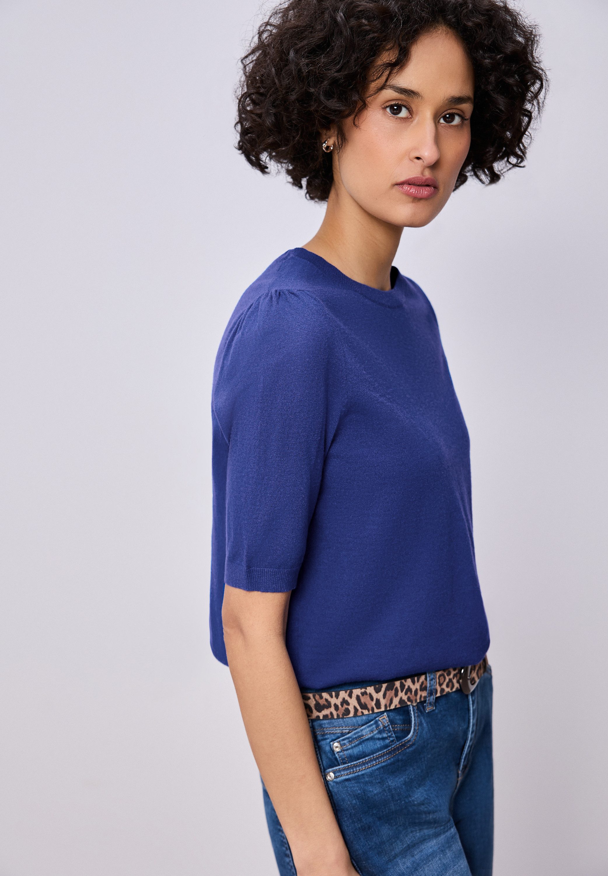 STREET ONE Strickpullover Halbarm mit modischen Pull-Ärmeln