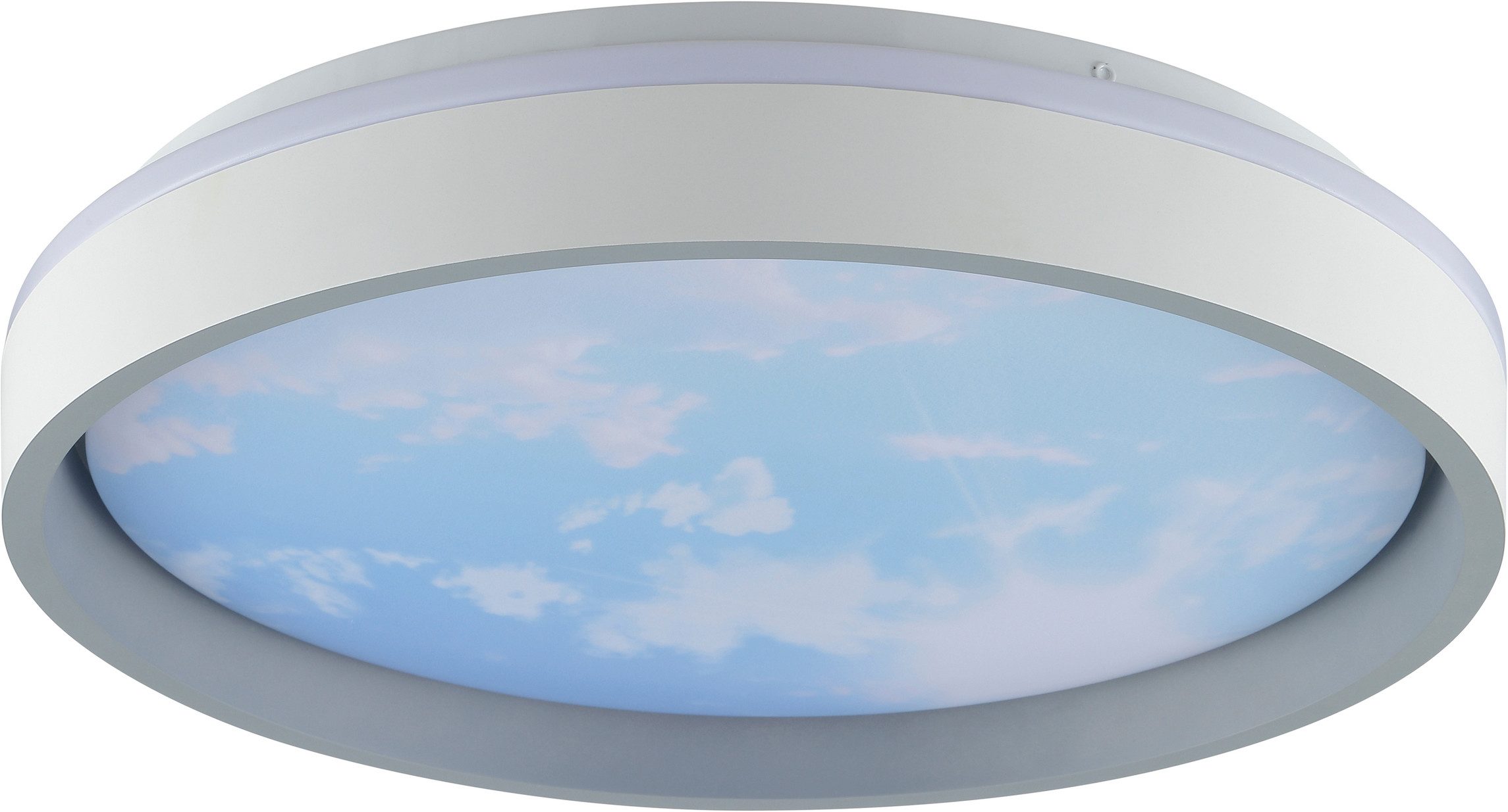 Brilliant LED Deckenleuchte Sky-Dream, CCT - über Fernbedienung, Dimmfunktion, Memoryfunktion, Nachtlichtfunktion, Timerfunktion, LED fest integriert, warmweiß - kaltweiß, Himmel Optik mit Wolkenmotiv, CCT 1800-6500 K, dimmbar