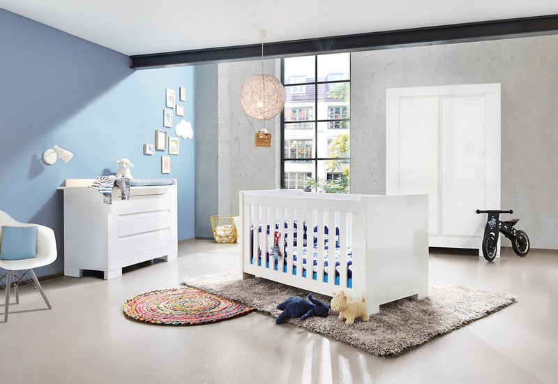 Pinolino® Babyzimmer-Komplettset »Sky«, (Set, 3-St., Kinderbett, Wickelkommode, Schrank), breit; bestehend aus Kinderbett, Wickelkommode und 2-trg. Schrank