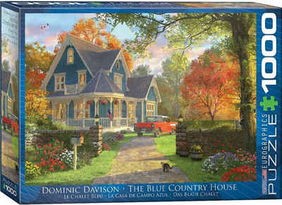 empireposter Puzzle Dominic Davison - Das blaue Landhaus - 1000 Teile Puzzle im Format 68x48 cm, 1000 Puzzleteile