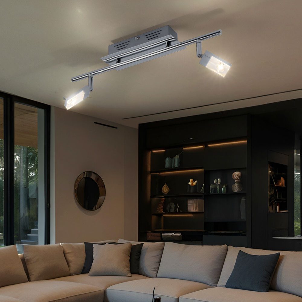 Brilliant LED Deckenleuchte, LED-Leuchtmittel fest verbaut, Warmweiß, Wandleuchte Deckenlampe Spotleuchte LED 2 Flammig schwenkbar verchromt