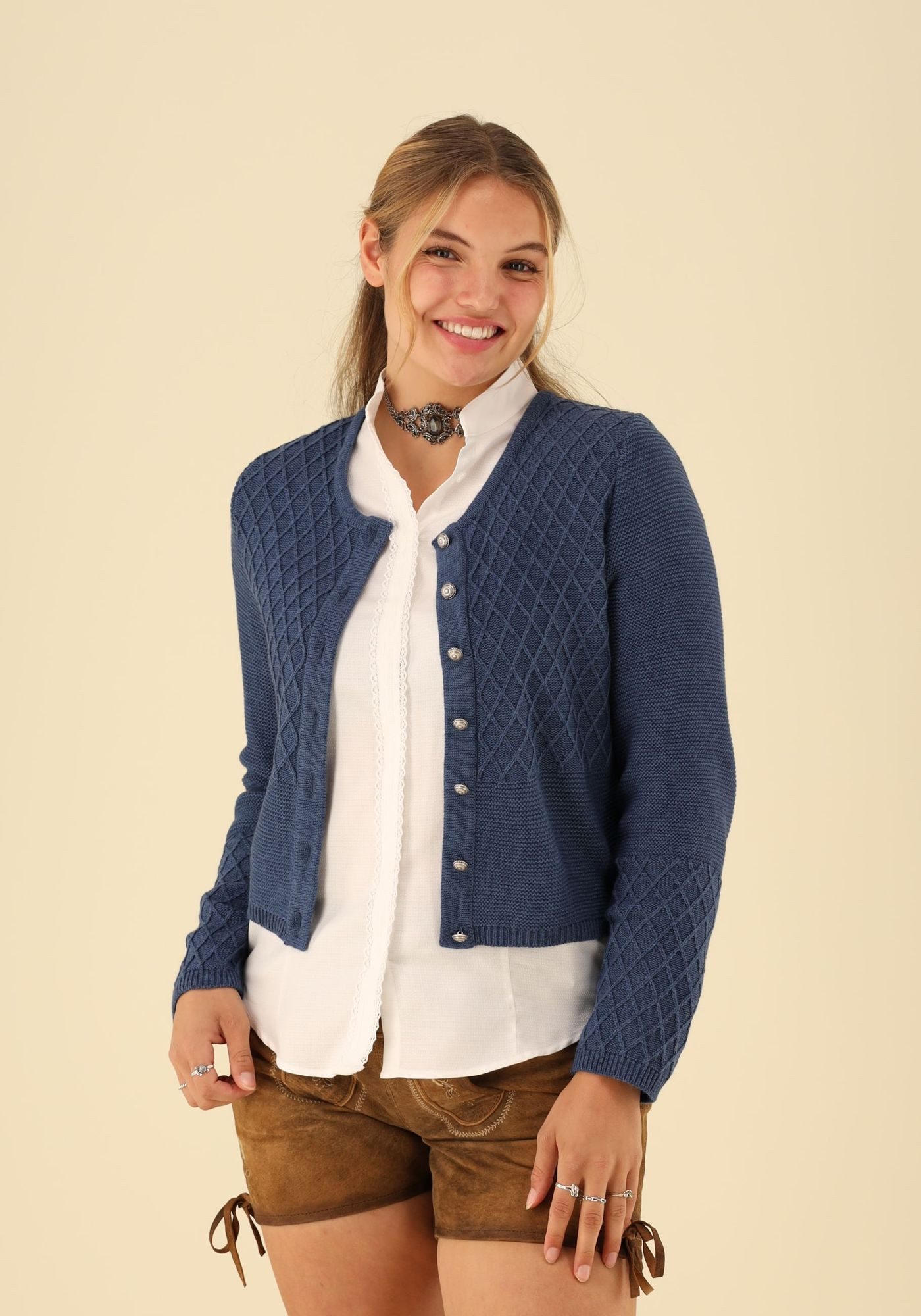 OS Trachten Strickjacke Swoyar Trachtenjacke mit Rautenmuster