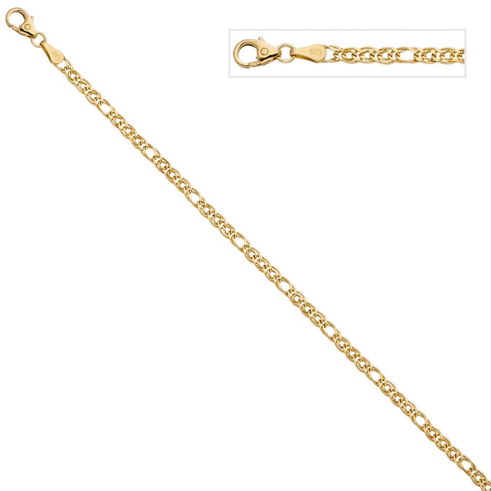 Schmuck Krone Goldarmband 3mm Zwillings-Panzerarmband aus 585 Gelbgold, 19cm, Gold 585 – Bild 3 von 4