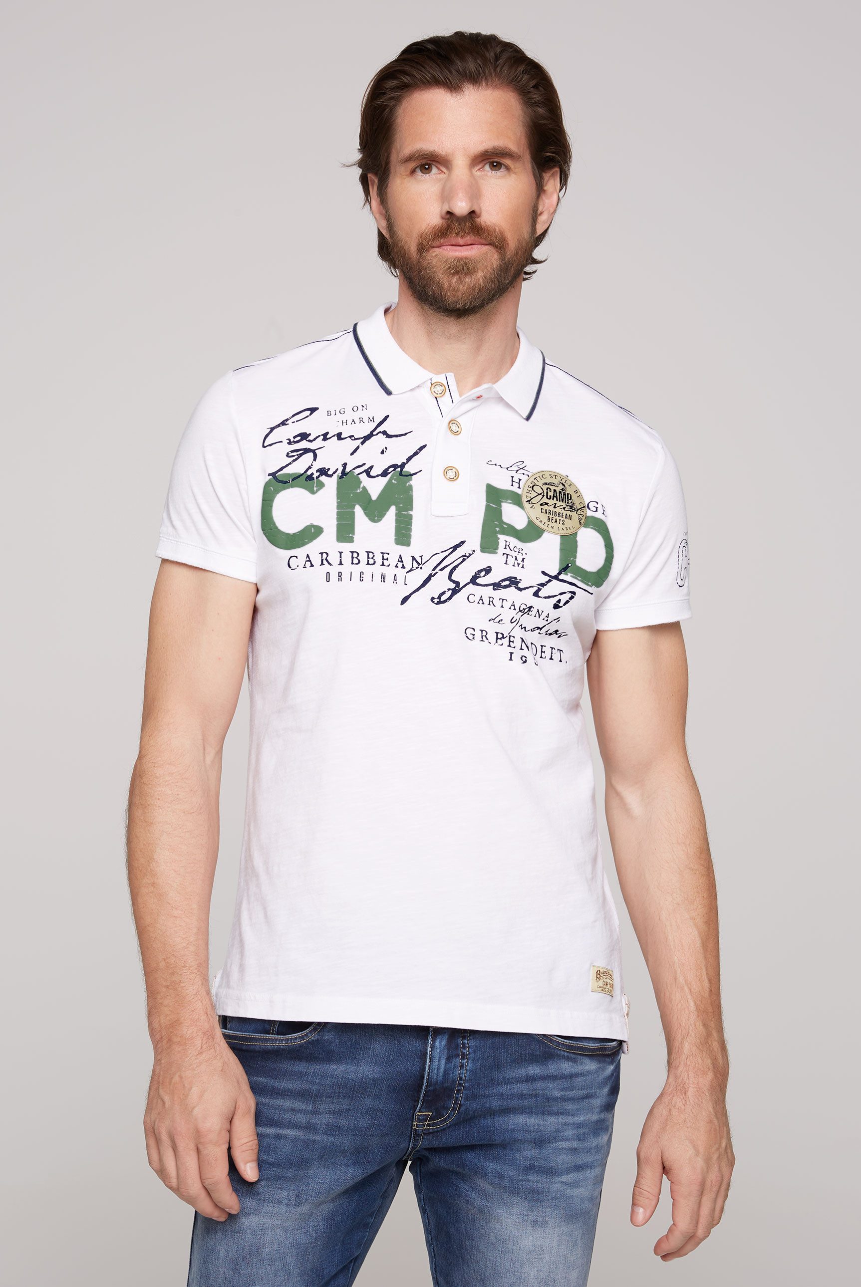 CAMP DAVID Poloshirt mit Front- und günstig online kaufen