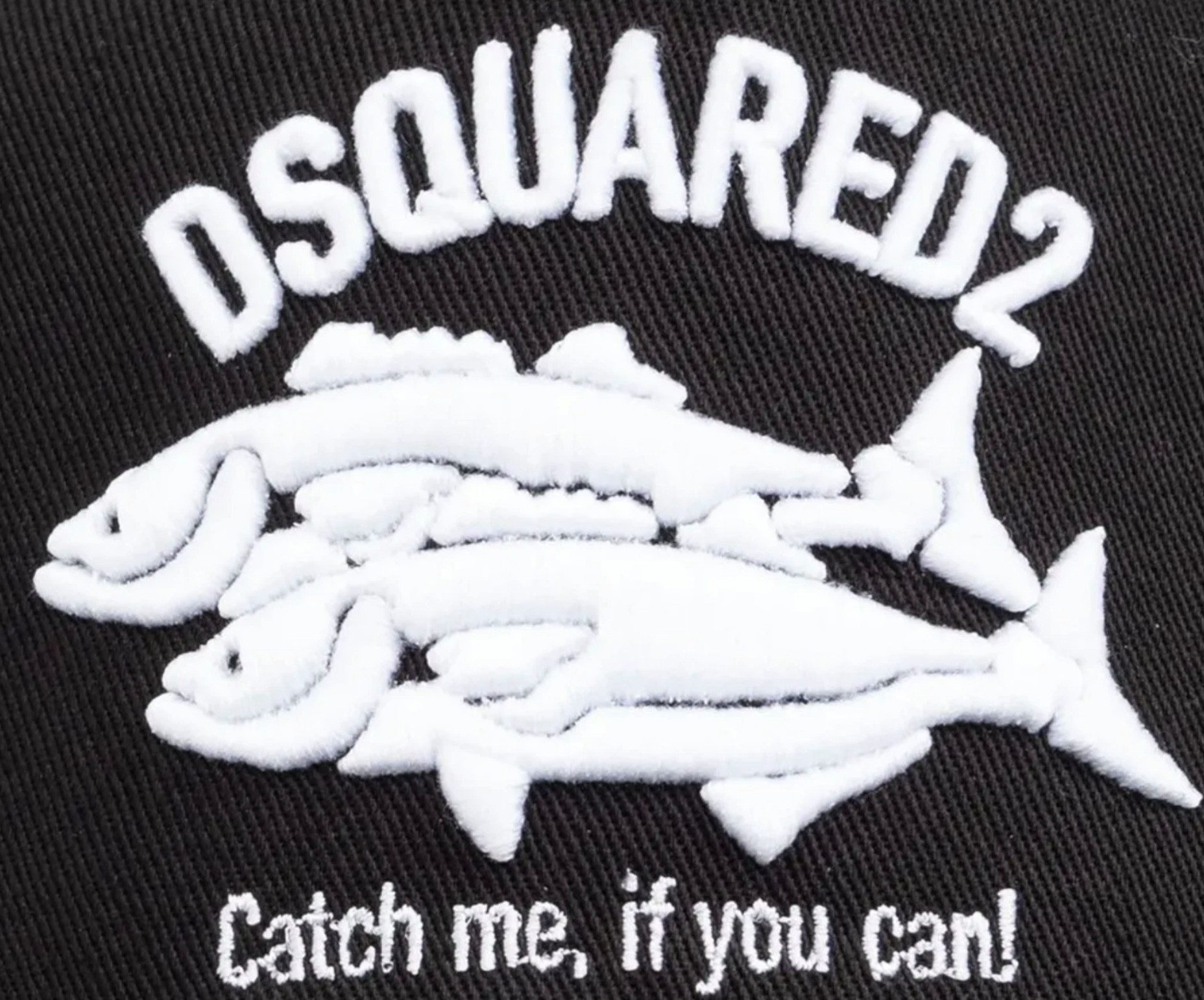 Dsquared2 Baseball Cap Catch me if you can Basecap Cap Icon Basebalkappe Unisex Fisch-Motiv, „Catch me, if you can!“ Schriftzug