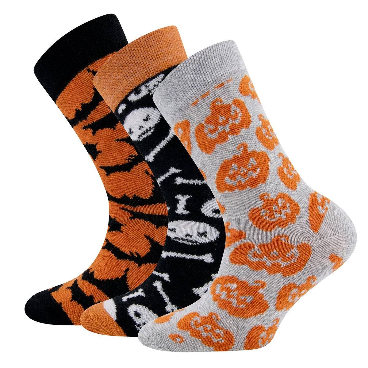 Socken Lustige Unisex-Halloweensocken mit bunten Designs Kürbisse - 3er-Set