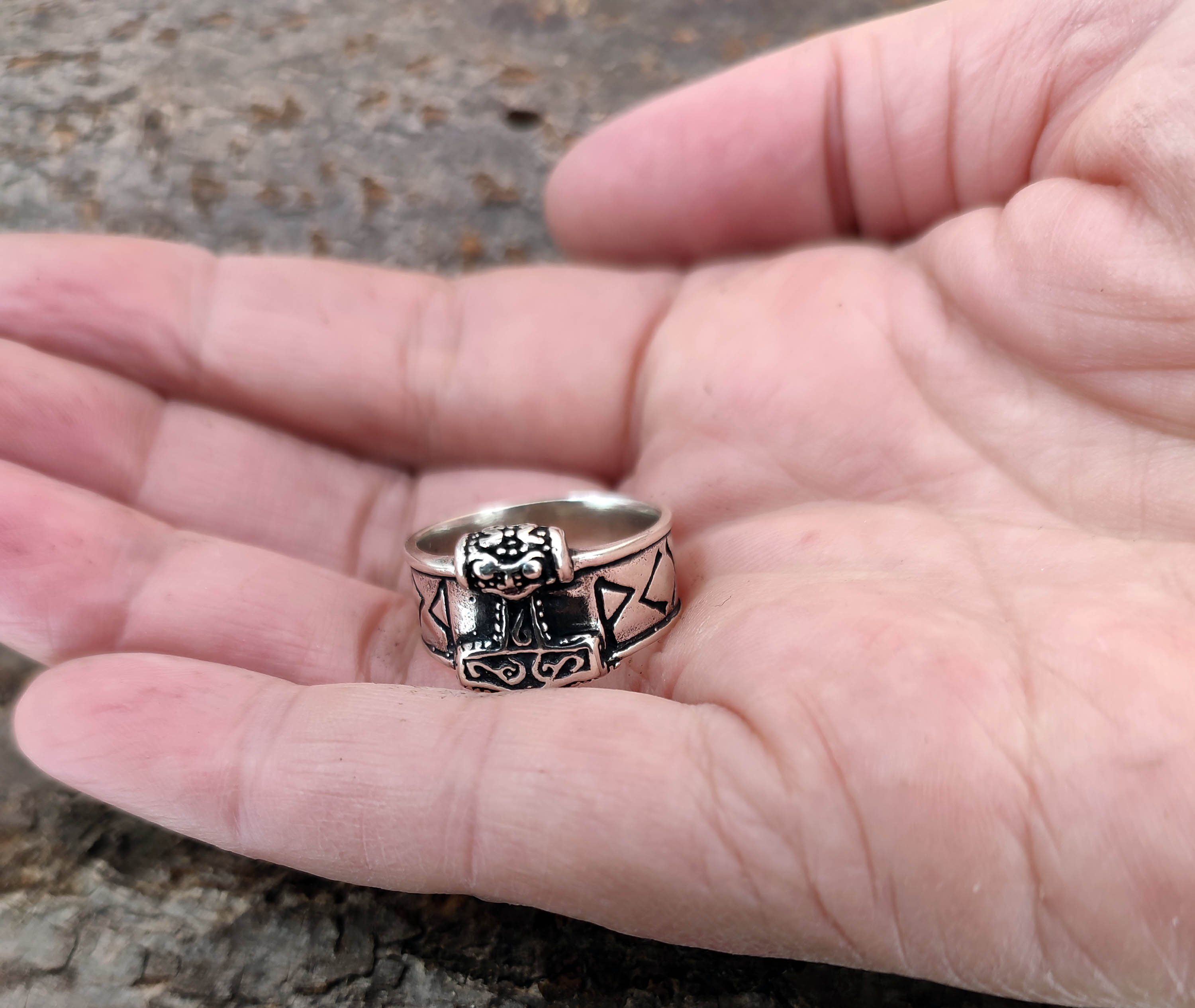 Kiss of Leather Silberring Ring Fingerring Thorshammer Gr. 52-80 Thors Hammer Runen
