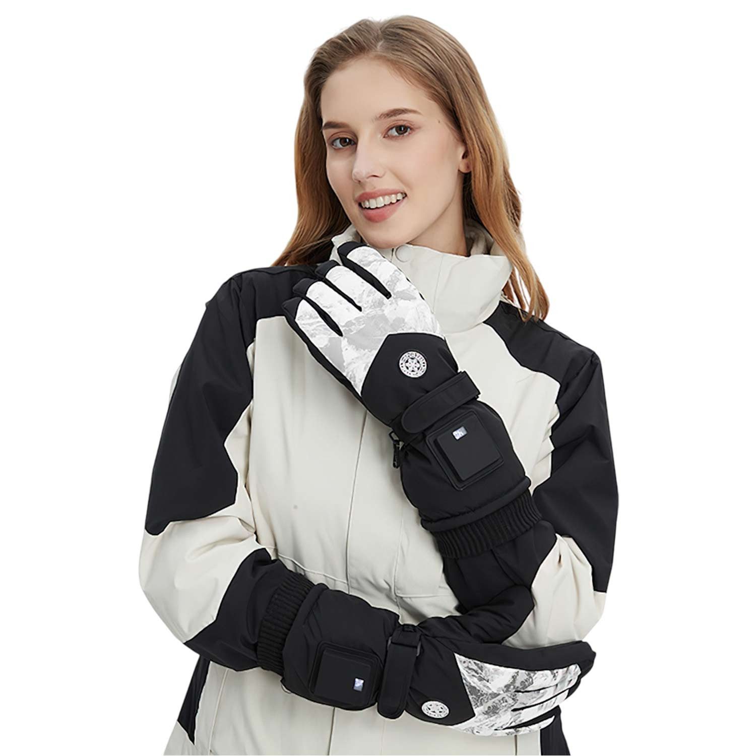 Refttenw Strickhandschuhe Beheizbare Handschuhe,Winddicht Winterhandschuhe,wasserabweisend 3 Temperatureinstellungen