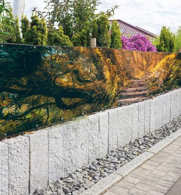 MyMaxxi Sichtschutzzaunmatten Zaunbanner Waldweg im Herbst Sichtschutz Garten Zaun