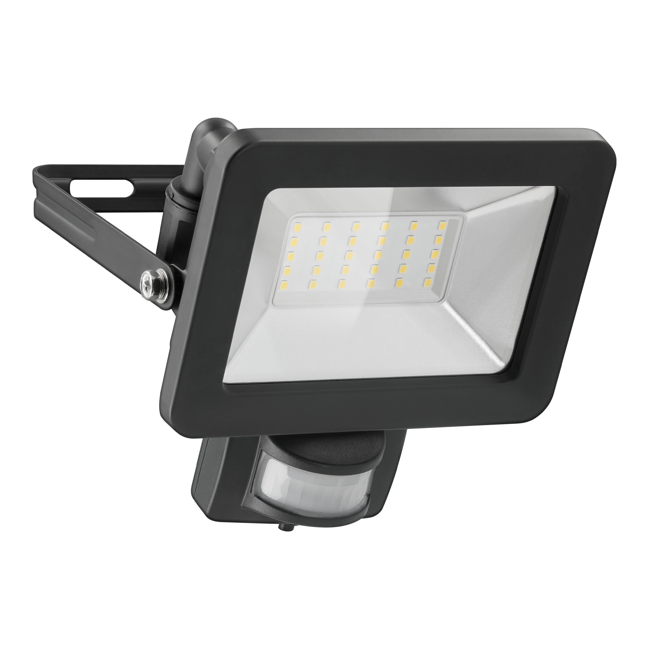 Goobay LED Flutlichtstrahler LED Außenstrahler mit Bewegungsmelder 30 W Scheinwerfer, LED fest integriert, Neutralweiß, 4000 K / 2550 lm / M16 Kabelverschraubung / Schwarz
