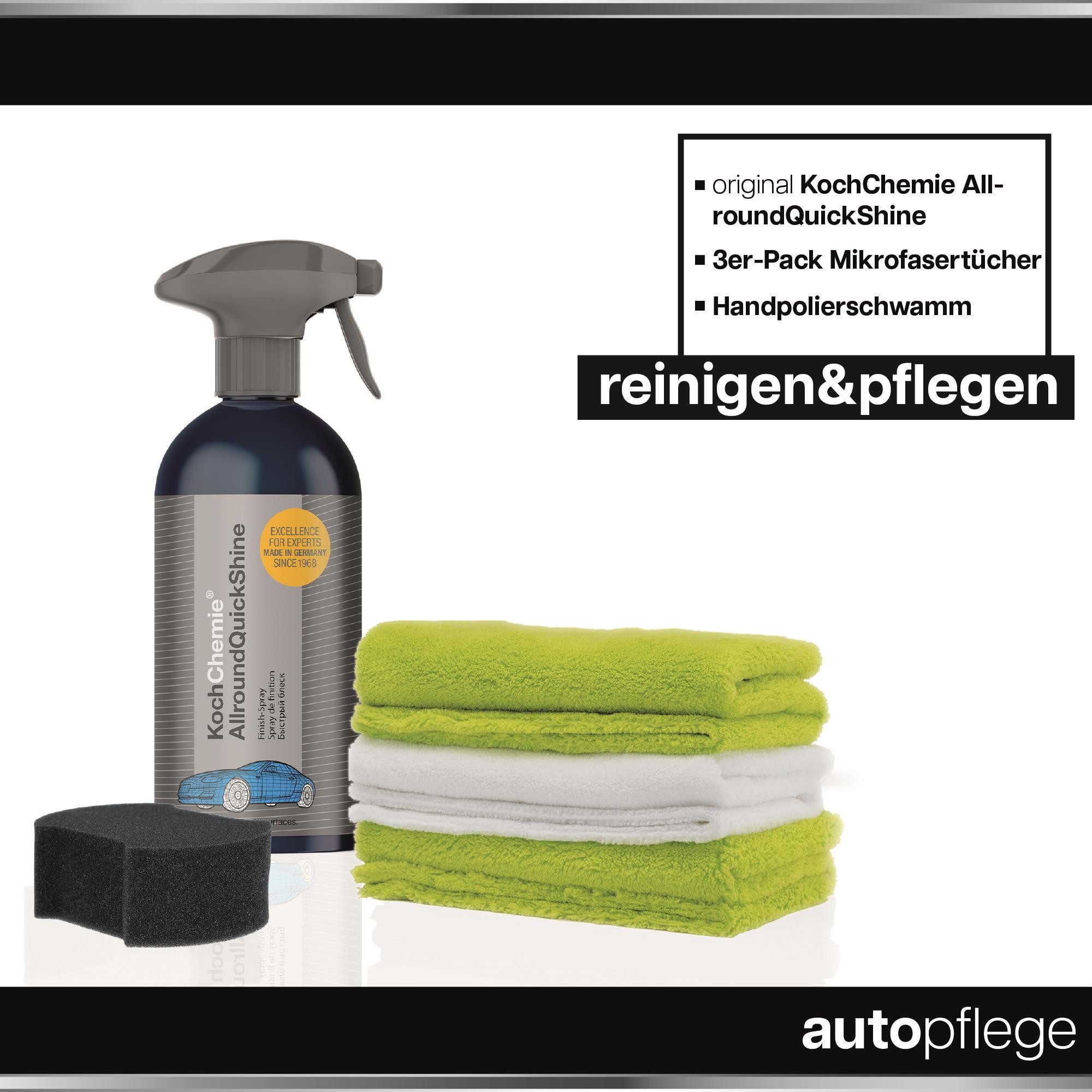 autopflege Koch Chemie Allround Quick Shine Auto-Reinigungsmittel (5-St. Auto Pflege Reinigungs Detailer Set - mit Zubehör)