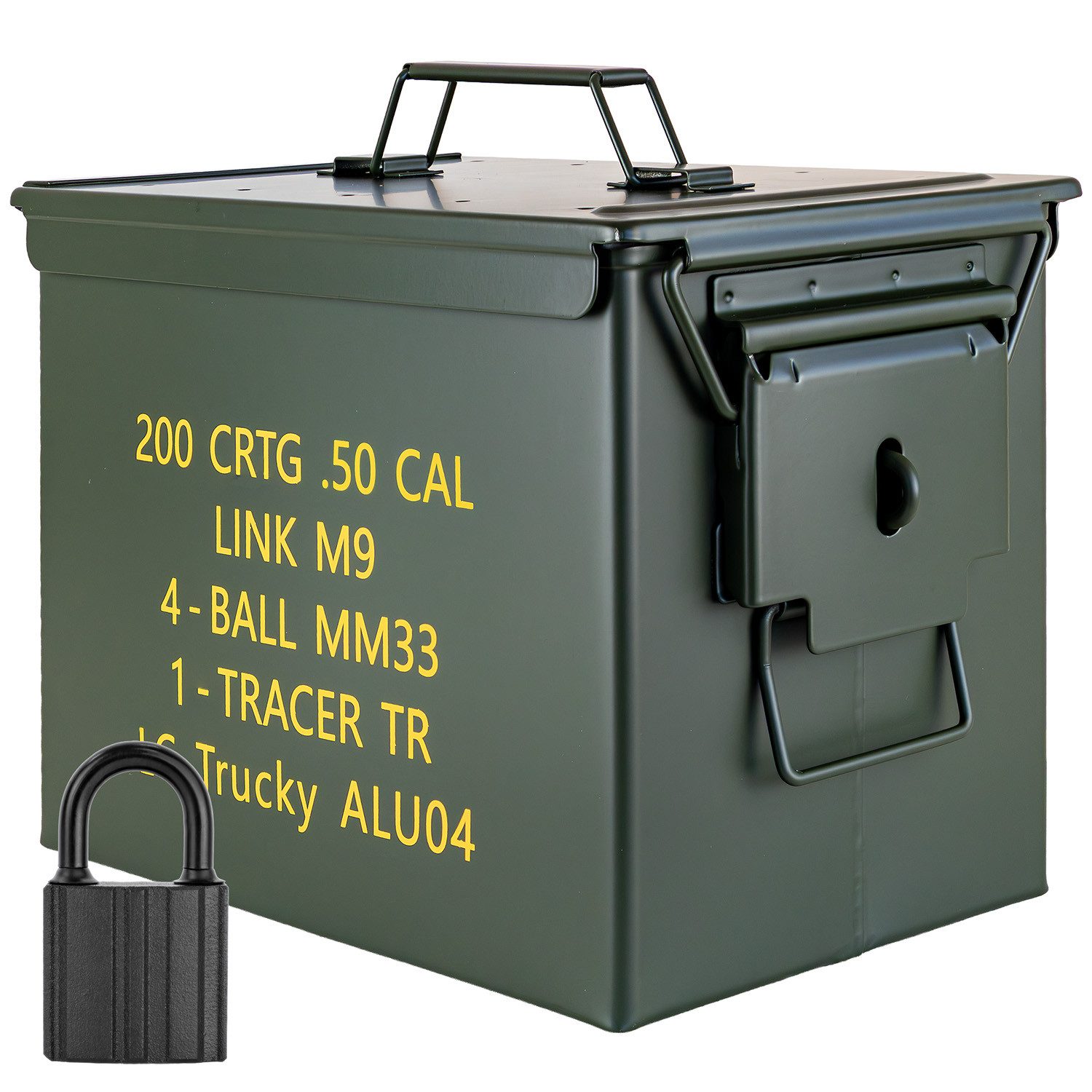 Trucky Aufbewahrungsbox Munitionsbox mit Schloss Box Metallkiste 33 x 19 x 23 cm Metall Grün