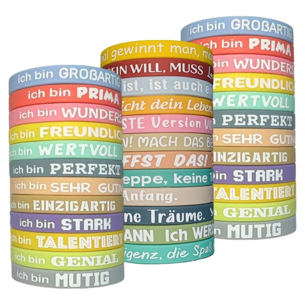 CLTYQ Armband Set Motivation,36 Stück Kinder Motivationsarmbänder Silikon Браслеты (36-tlg), mit Positiven Sprüchen Mutmacher Geschenk Motivierende