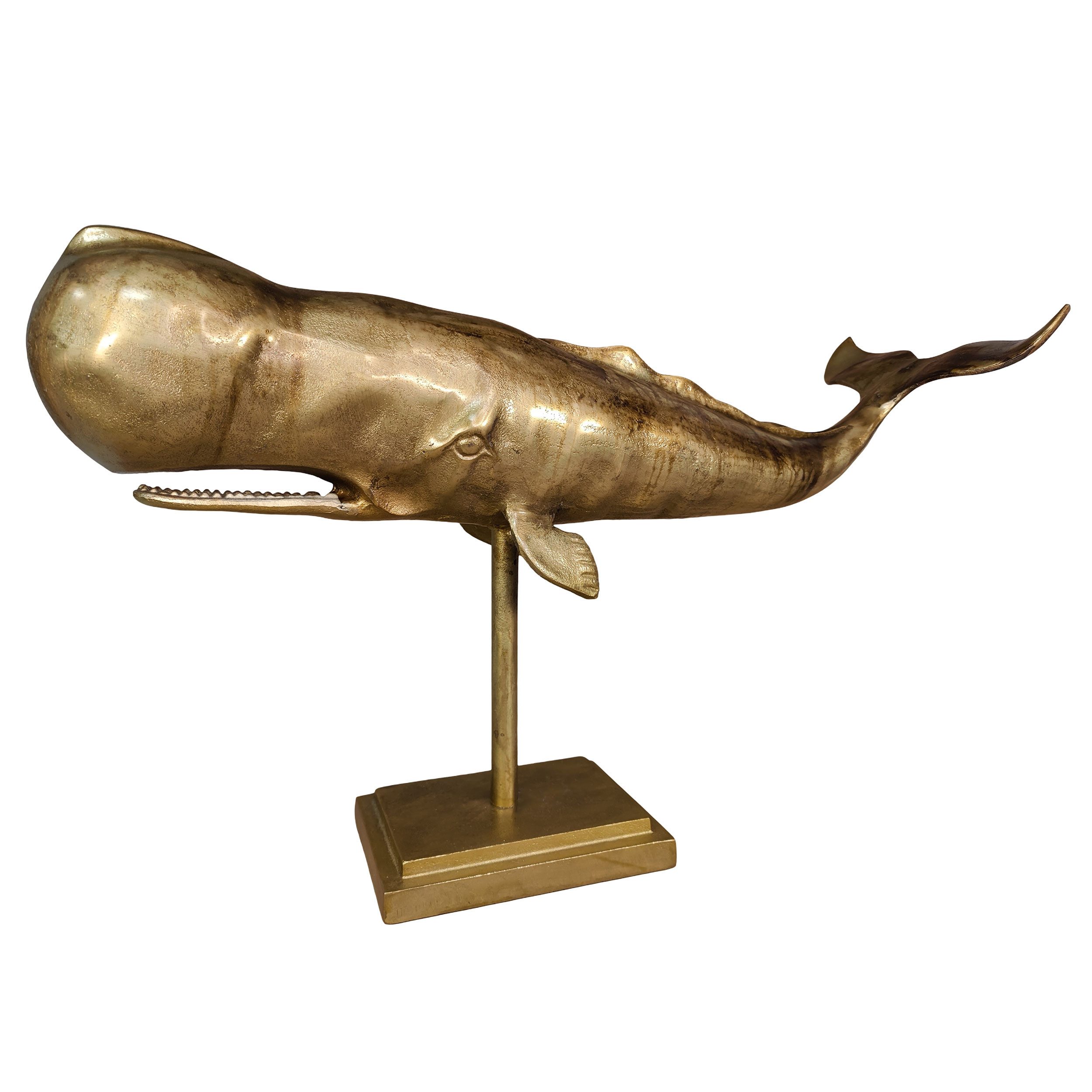 colourliving Tierfigur Pottwal Figur Wal Deko in Gold als hochwertige maritime Deko (1 St), das goldene Finish verleiht jedem Raum eine luxuriöse Tiefe