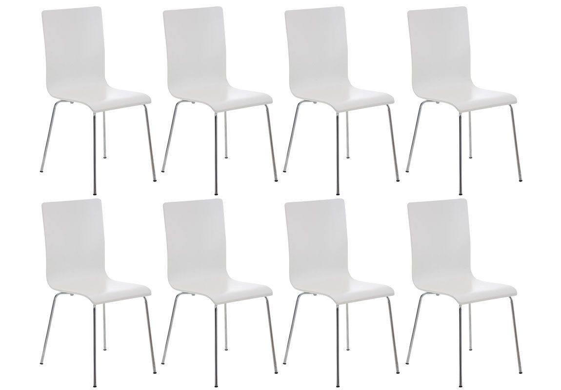 Pepe Besucherstuhl geformter CLP ergonomisch Holzsitz (8er weiß Set),