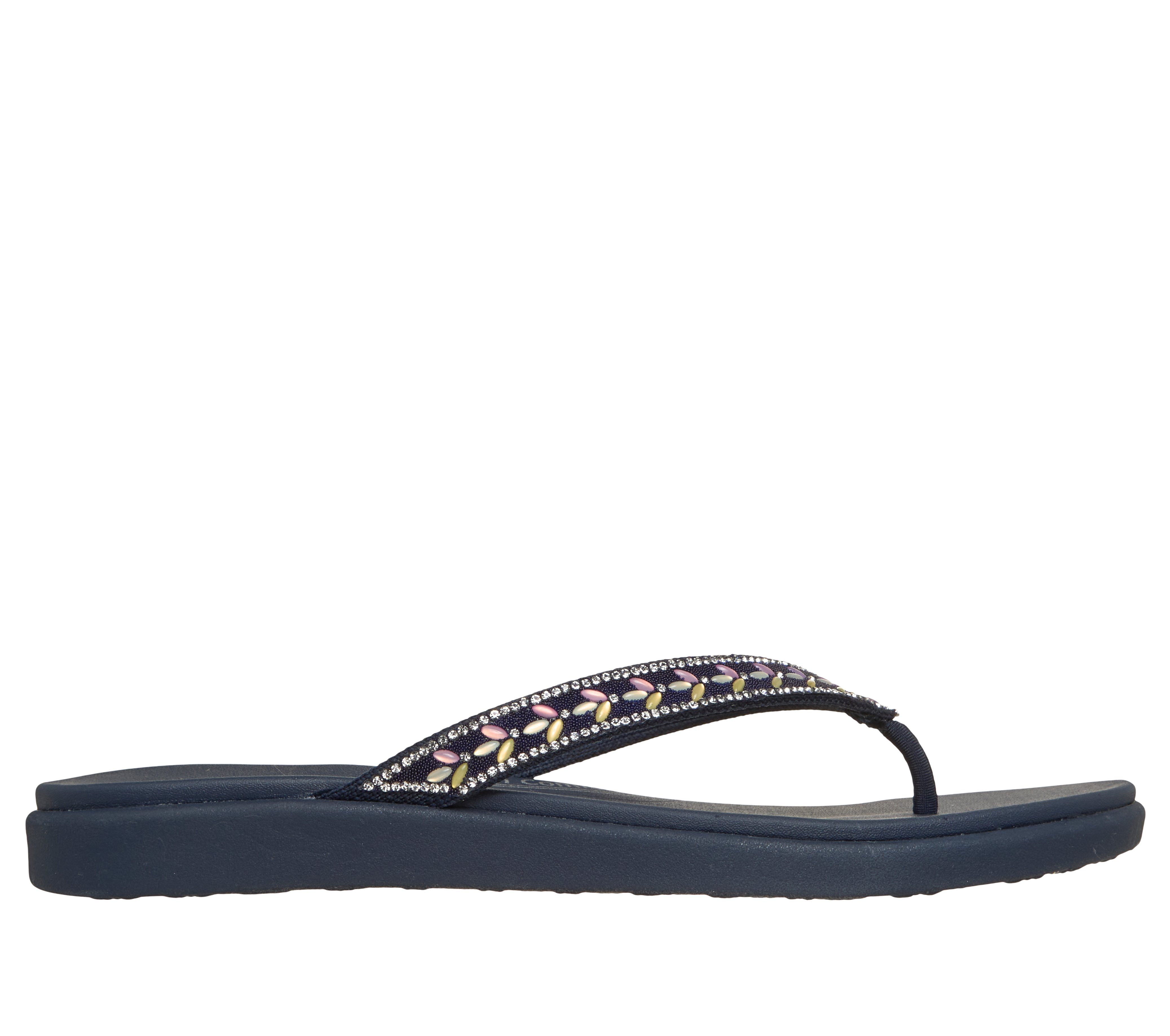 Skechers MEDITATION LUXE- Zehentrenner Strandschuh, Sommerschuh, Badeschuh mit Glitzersteinchen
