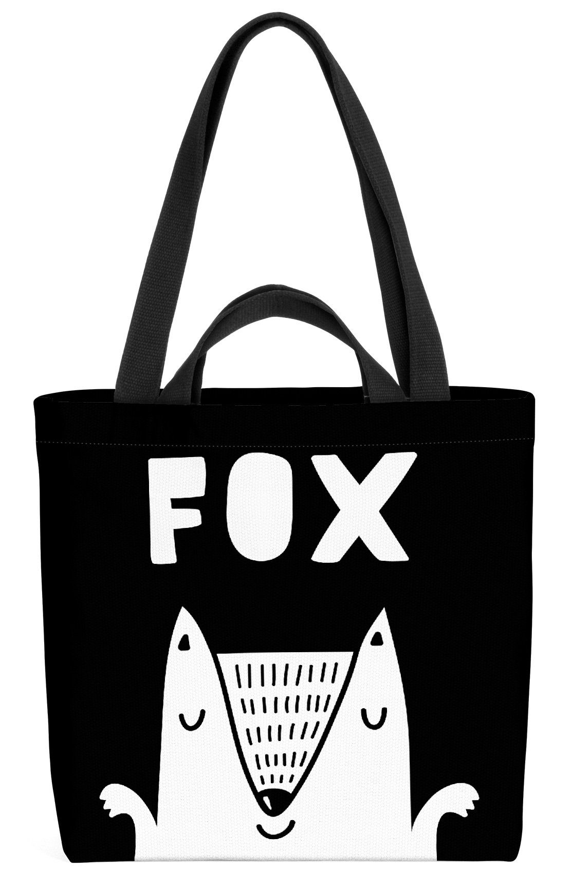 VOID Henkeltasche (1-tlg), Fuchs Tier Zoo Cartoon Karte Tier Cartoon Grafik Schwarz Weiss Zeichn