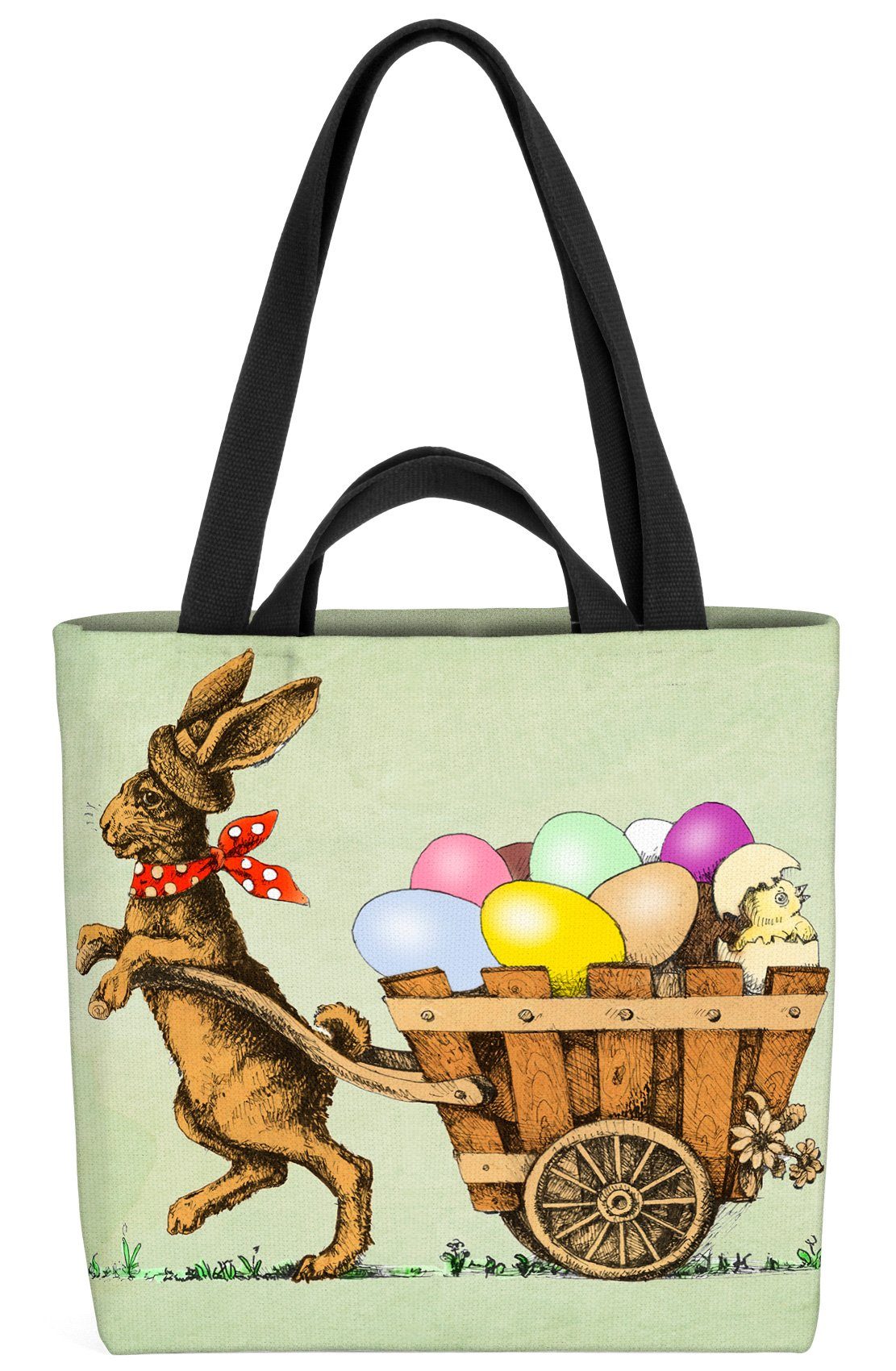 VOID Henkeltasche (1-tlg), Osterhase bunte Eier Tasche Einkaufstasche Ostern Shopper Bag