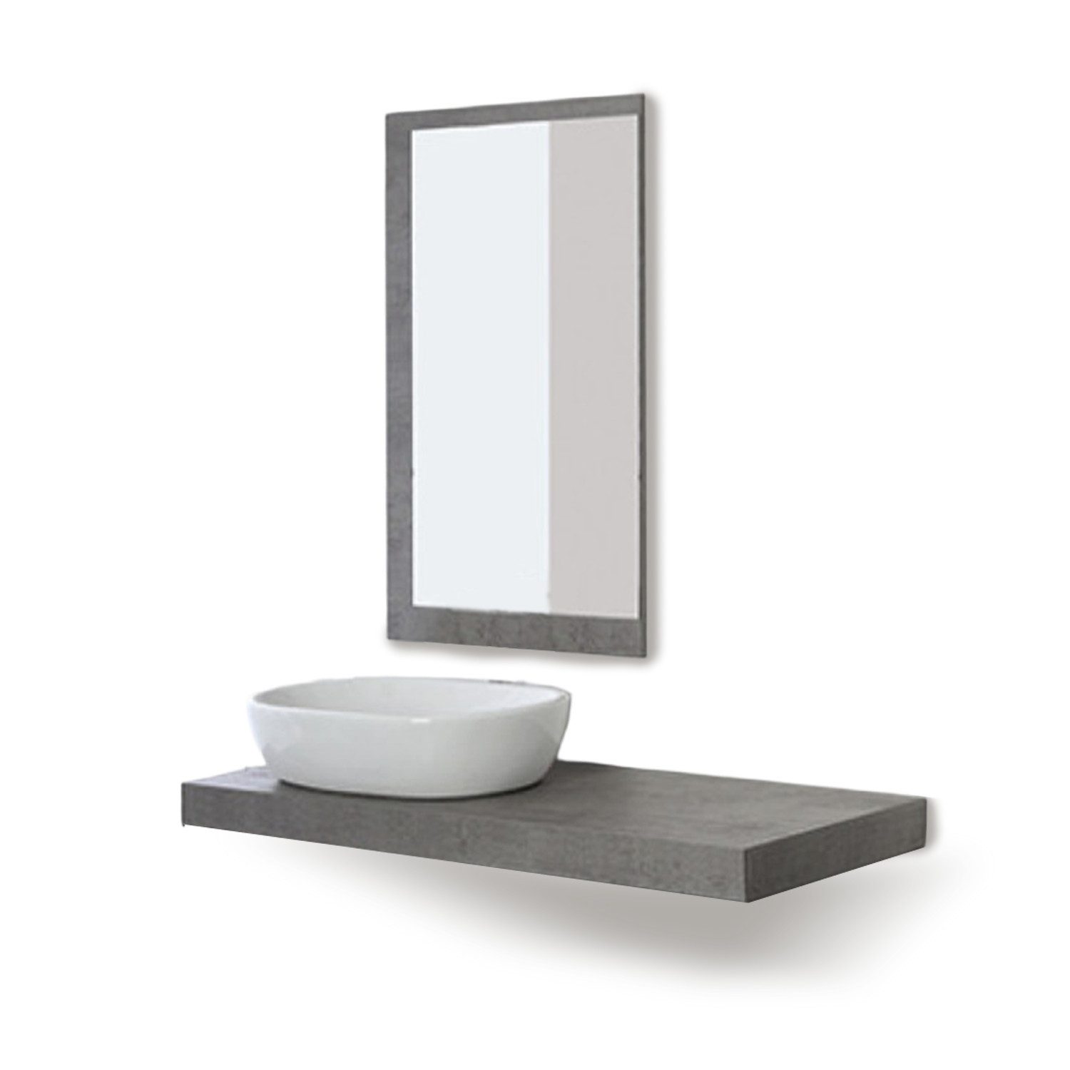 Feridras Badezimmer-Set Hängendes Badezimmer-Set SHELF in Grau