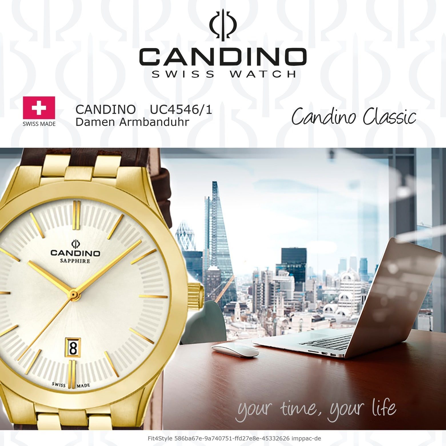 Damen Quarzwerkuhr Armbanduhr Candino Luxus Lederarmband Quarzuhr Damen Analog Candino braun, C4546/1, rund,