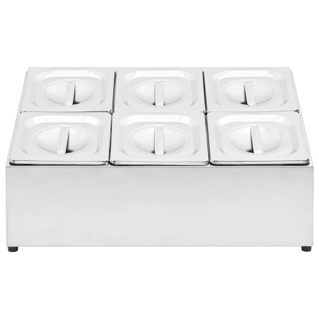 vidaXL Küchenregal Gastronorm-Ständer mit 6 GN 1/6 Behältern Edelstahl