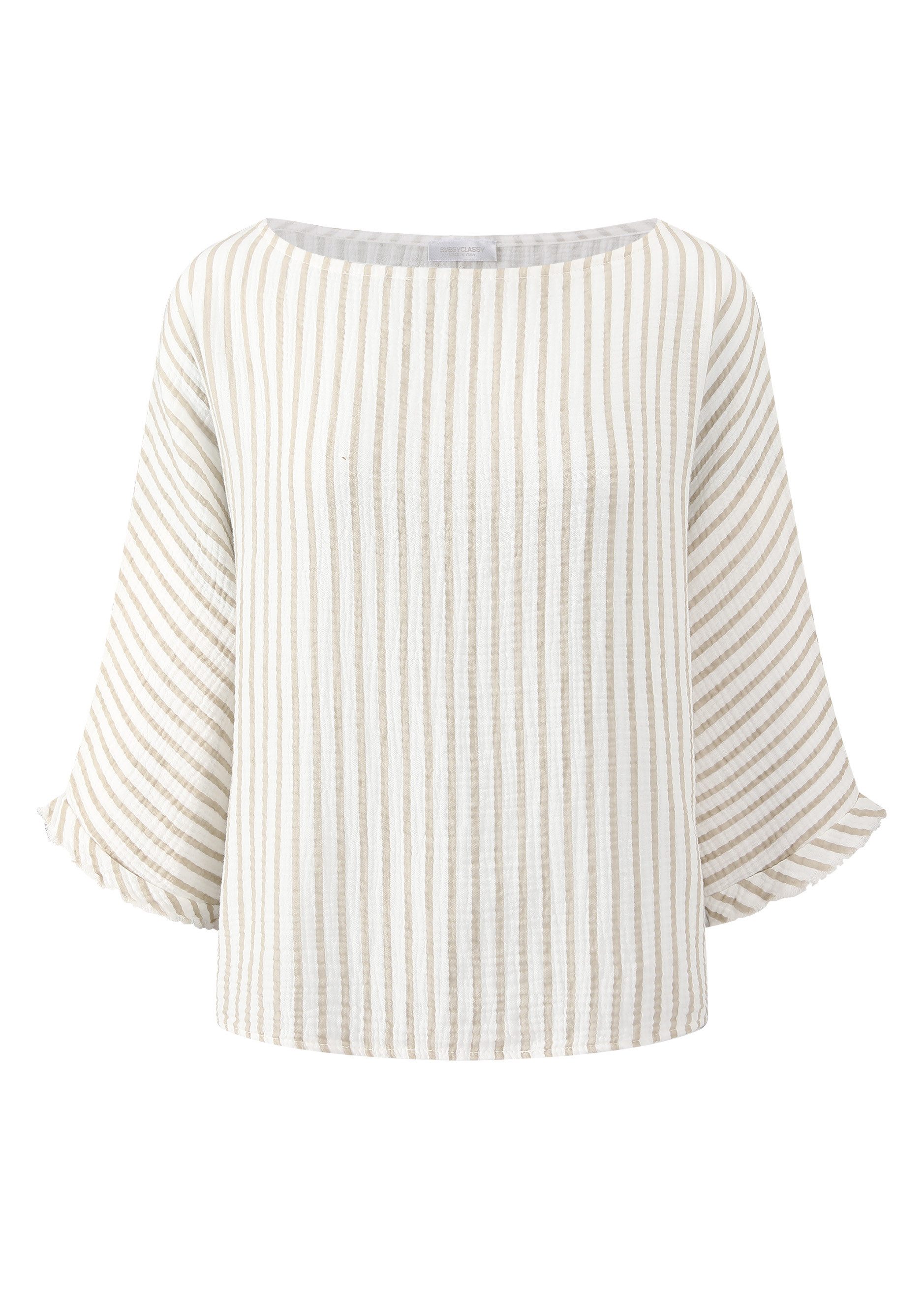 SASSYCLASSY Kurzarmbluse Oversizes Musselin Shirt kurzarm mit Streifen Kurz günstig online kaufen