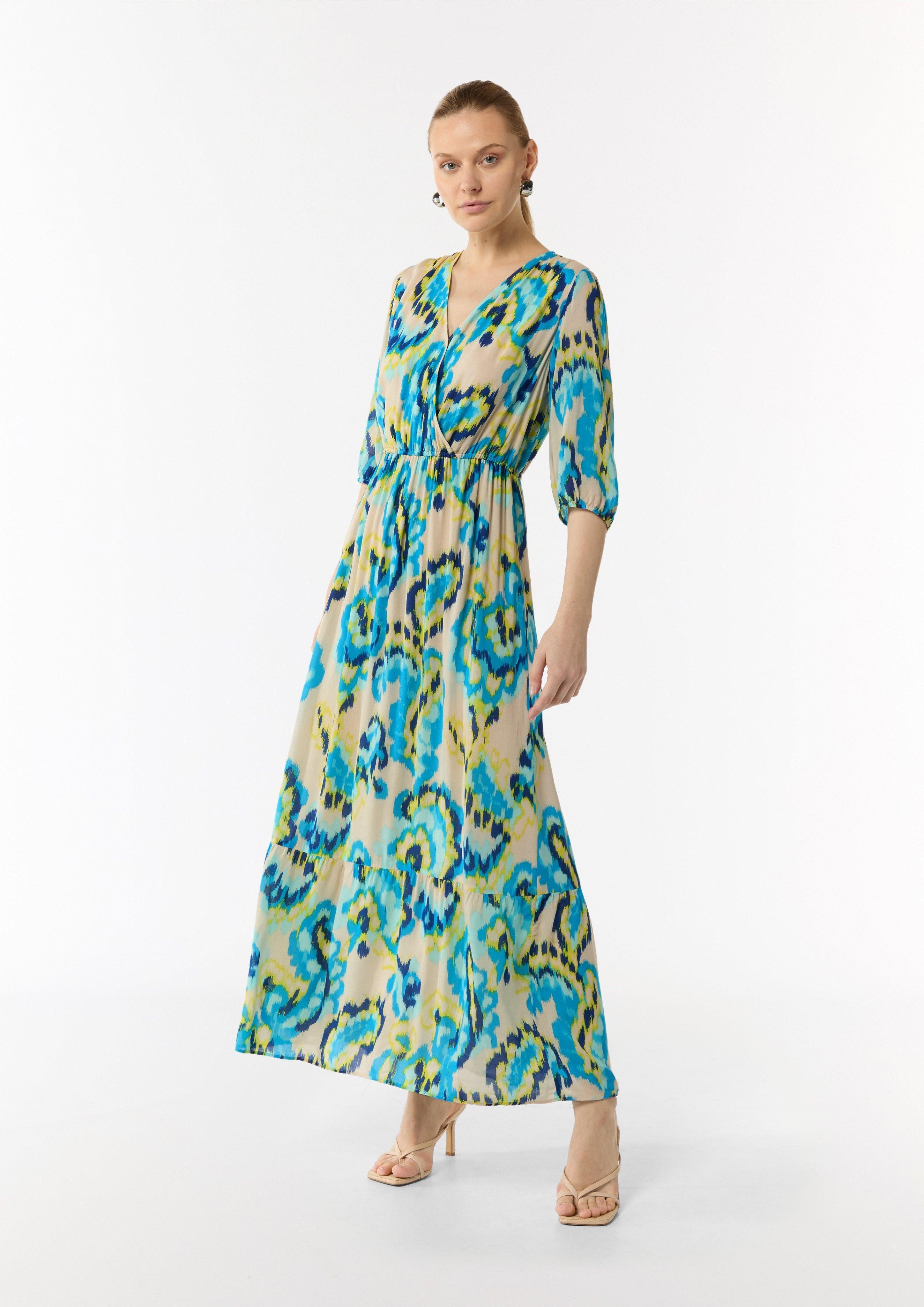 Maxikleid Gemustertes Maxikleid mit V-Ausschnitt in Wickeloptik