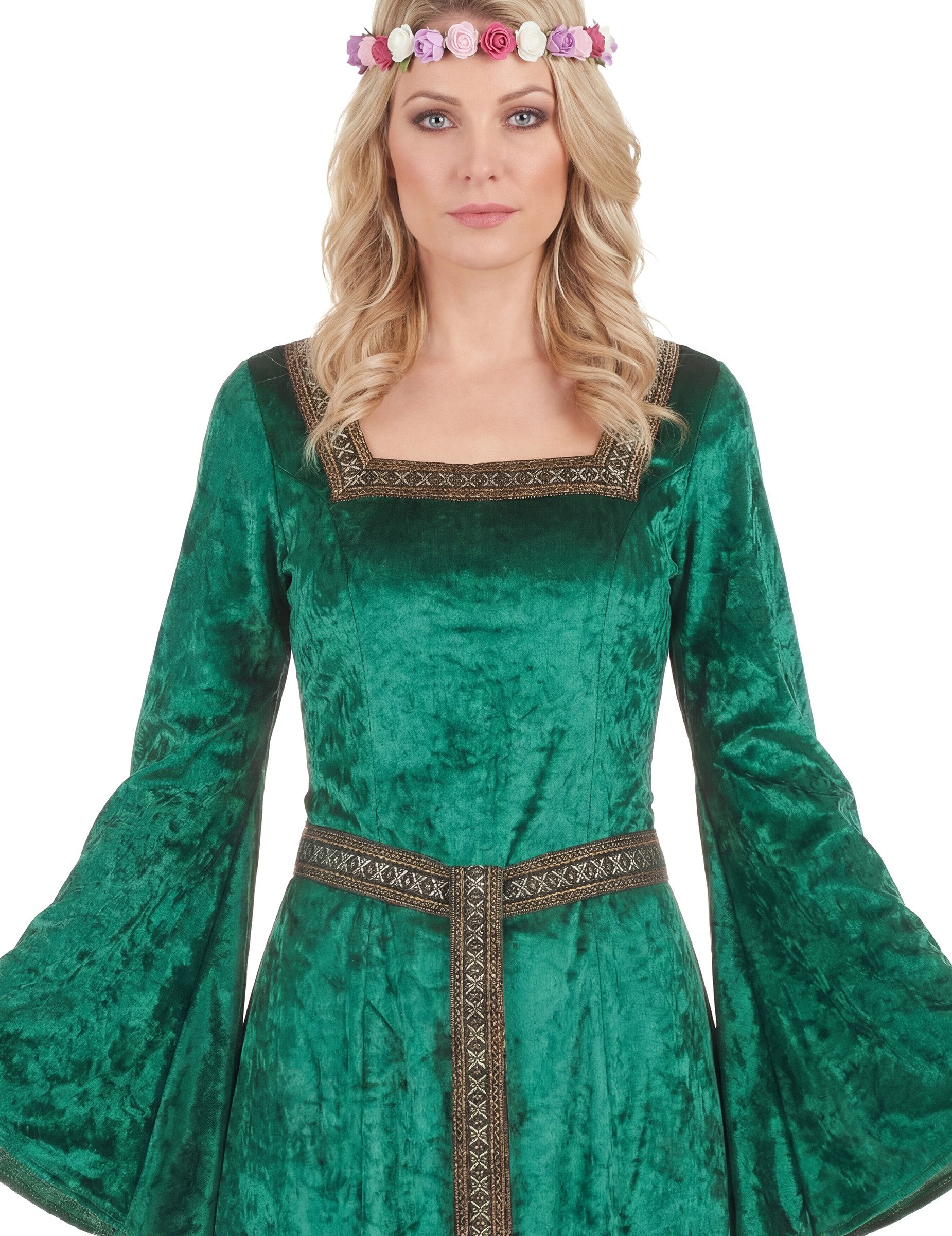 JADEO Kostüm Mittelalter-Kleid LARP Damenkostüm grün-braun