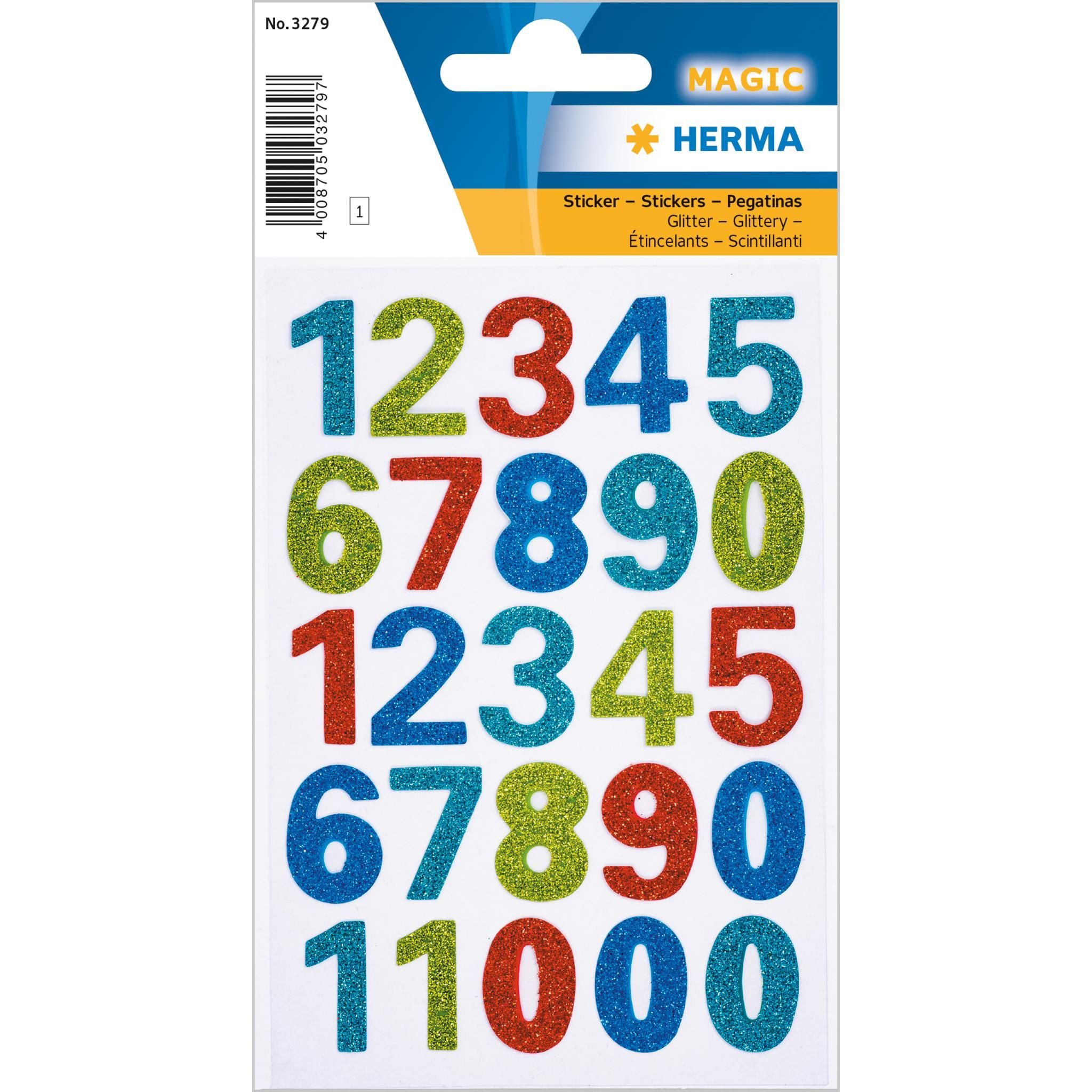 HERMA Sticker Herma Sticker MAGIC Zahlen glittery 1 Bl