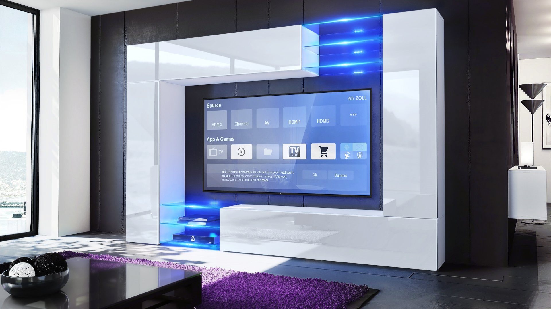 Vladon Wohnwand Mirage, (Anbauwand mit Rückwand mit 2 Türen, 2 Klappen und günstig online kaufen