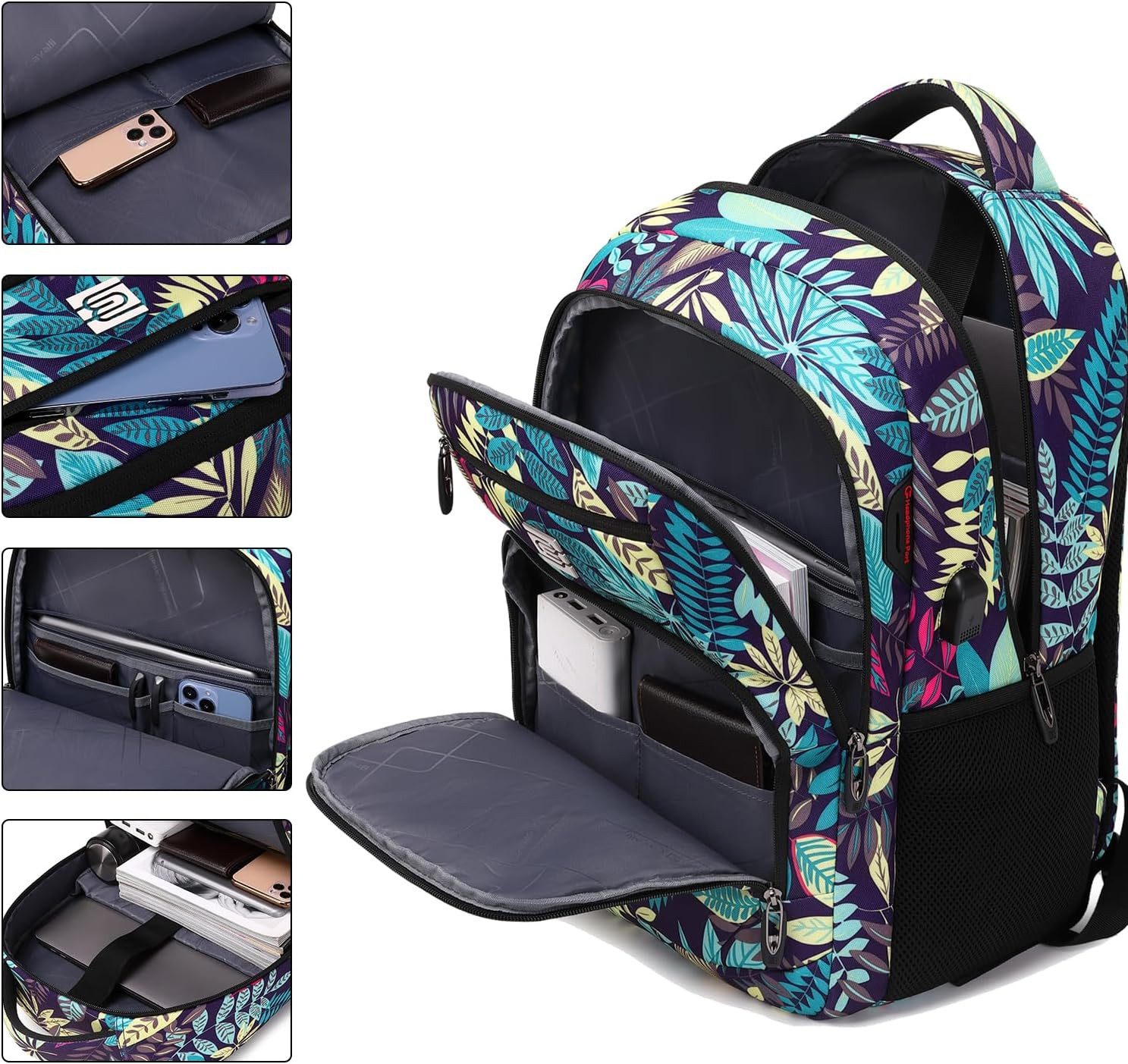 OKWISH Laptoprucksack Laptop Rucksäcke Schulrucksack Wasserbeständig Laptoptasche (Uni Tasche Businessrucksack Sportrucksack, Backpack mit Laptopfach, Anti-Diebstahl, mit USB-Anschluss), Herren Damen Jungen Teenager Arbeit Business Freizeit Reisen