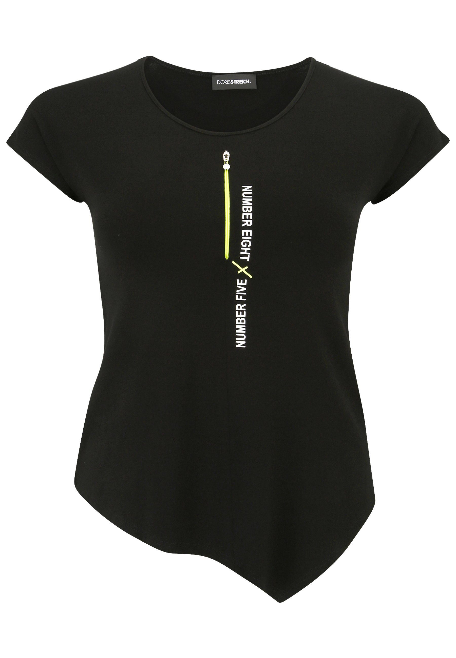 Doris Streich T-Shirt mit asymmetrischem Saum BLACK