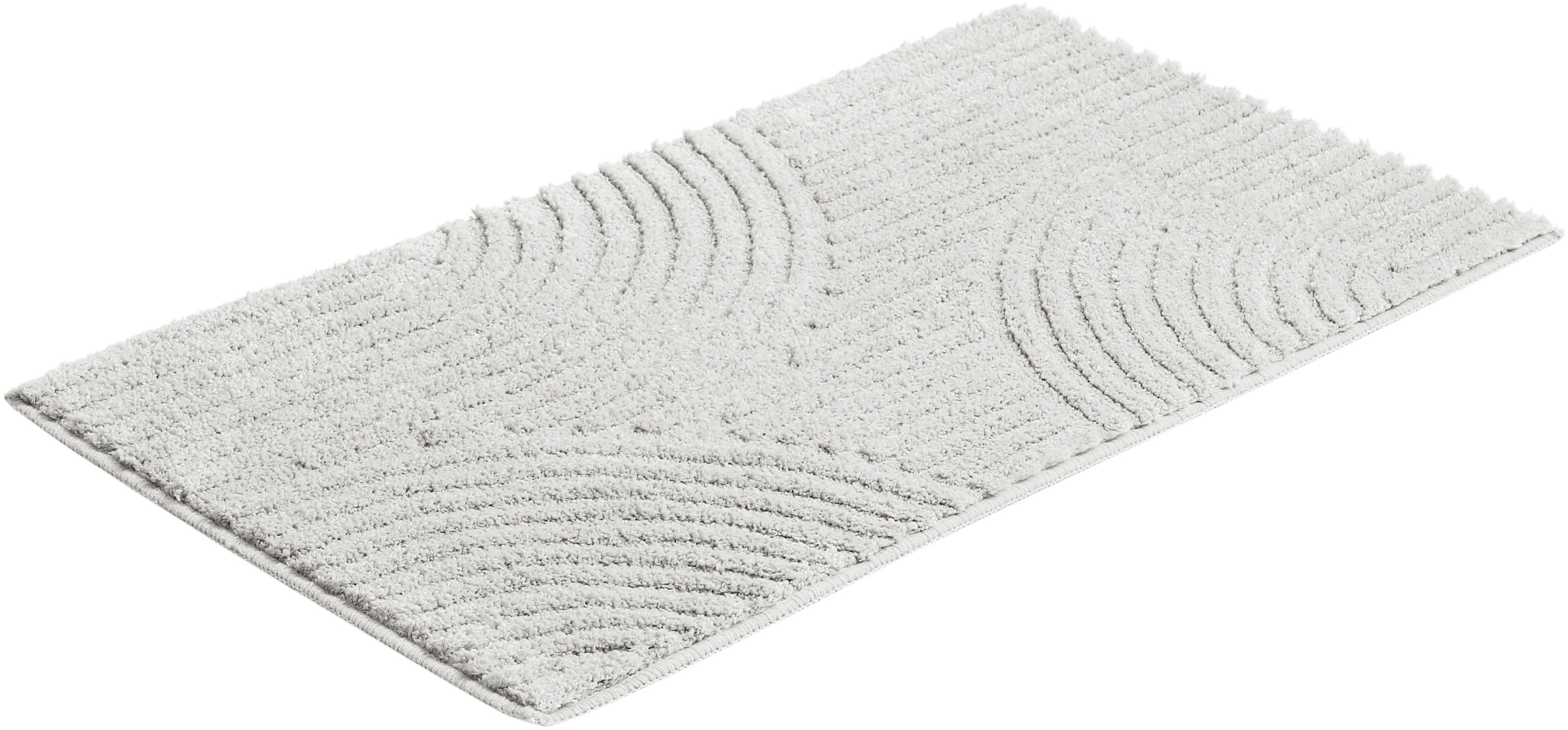 OTTO home Badematte Ognon, Scandi, Boho, modernes Muster, Höhe 15 mm, rutschhemmend beschichtet, schnell trocknend, strapazierfähig, fußbodenheizungsgeeignet, Polyester, rechteckig, Badteppich, Uni Farben, Hoch-Tief-Effekt