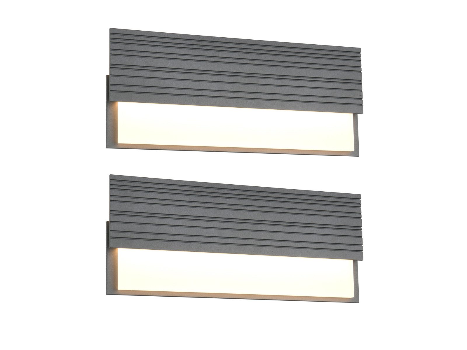 TRIO Leuchten LED Außen-Wandleuchte, LED fest integriert, warmweiß, 2er Set Terrassenleuchte Fassadenbeleuchtung Hauswand Anthrazit B 40cm