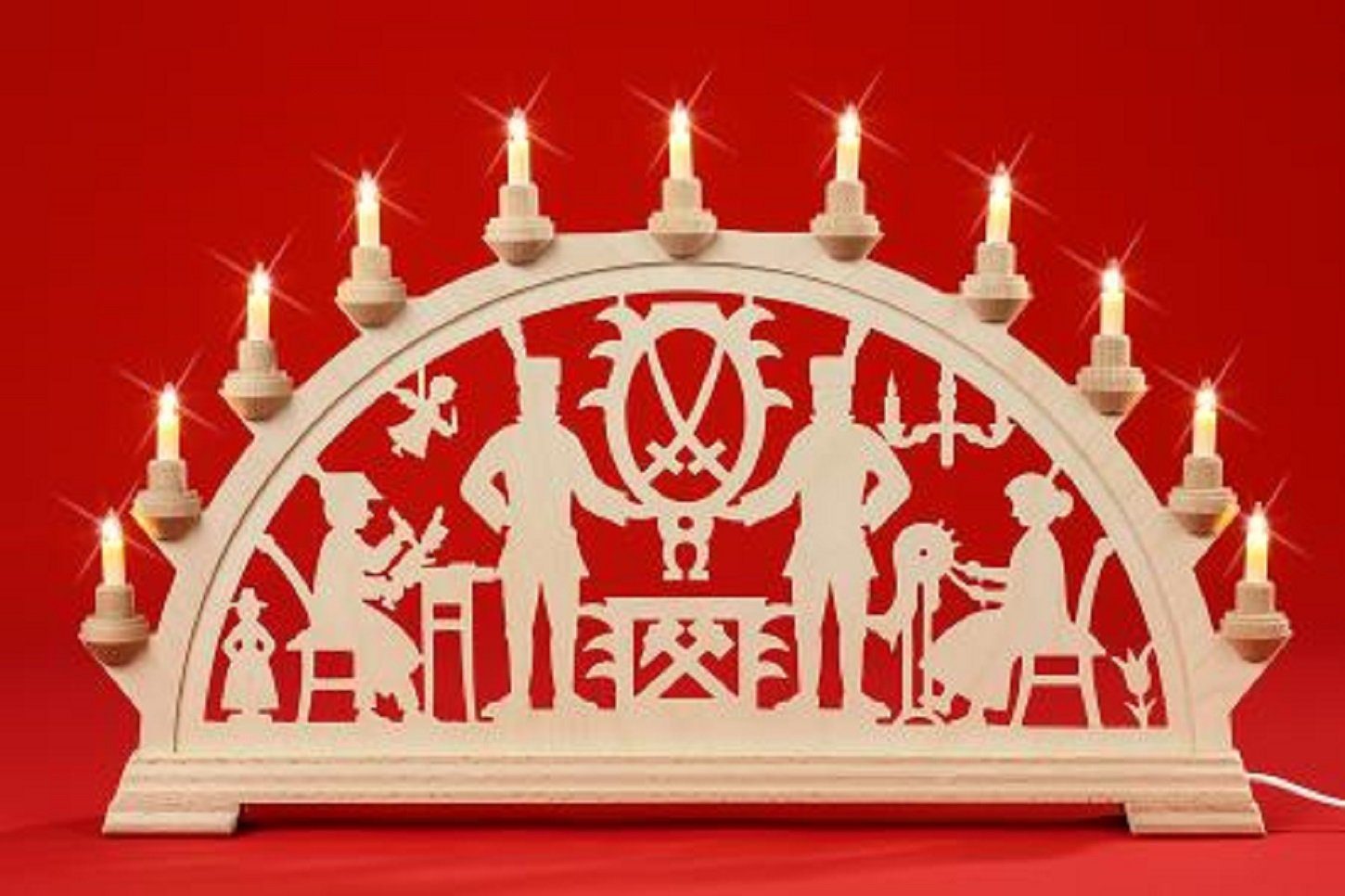 Kunstgewebe Taulin Schwibbogen Taulin Lichterbogen Erzgebirge - ohne Vorbel., Handarbeit aus dem Erzgebirge