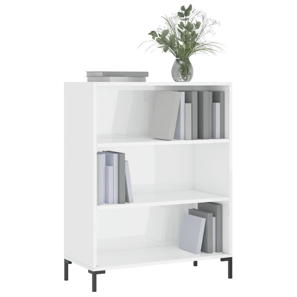 furnicato Bücherregal Hochglanz-Weiß 69,5x32,5x90 Holzwerkstoff cm