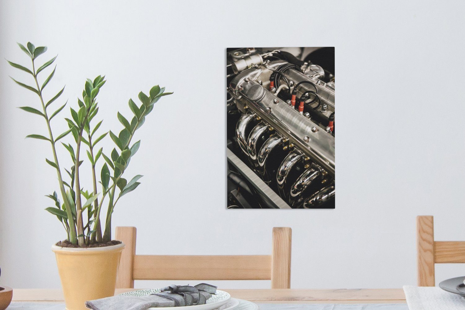 Leinwandbild - Gemälde, cm Motor 20x30 fertig St), inkl. Zackenaufhänger, bespannt Technik, OneMillionCanvasses® Leinwandbild (1 Auto -