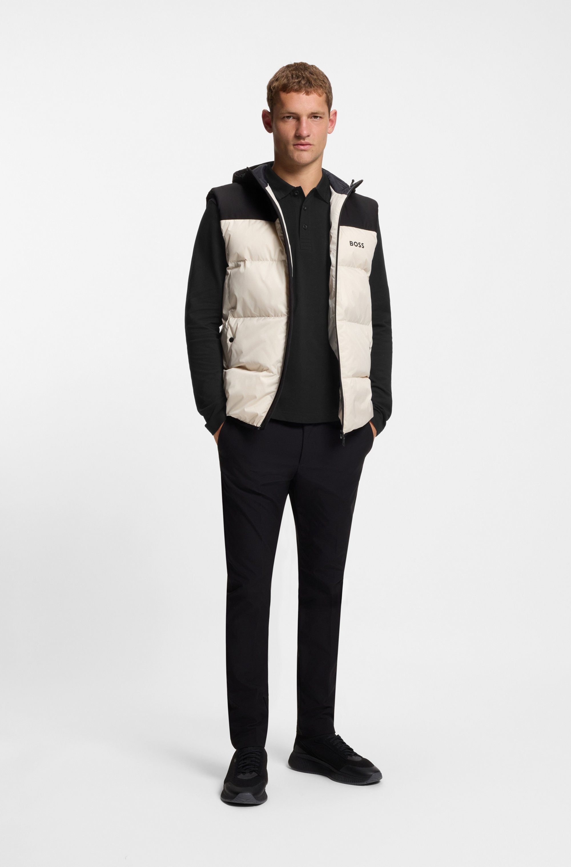 BOSS GREEN Langarm-Poloshirt Plisy mit Streifen am Kragen